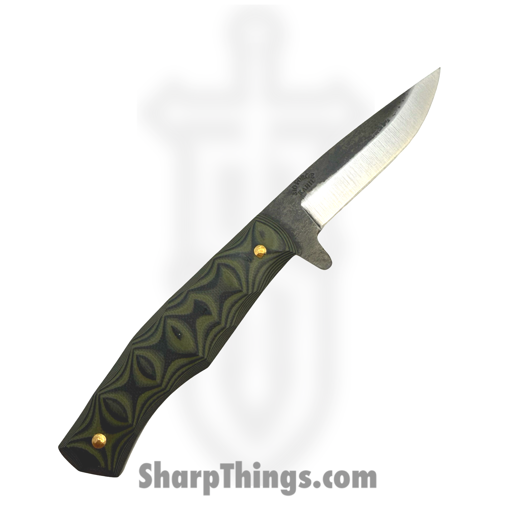 310 Forge - 310NINO0610C - El Nino Custom (Leather) - Fixed Blade Knife - 80crv2 Two Tone Drop Point - G10 - Green|Black - Image 4