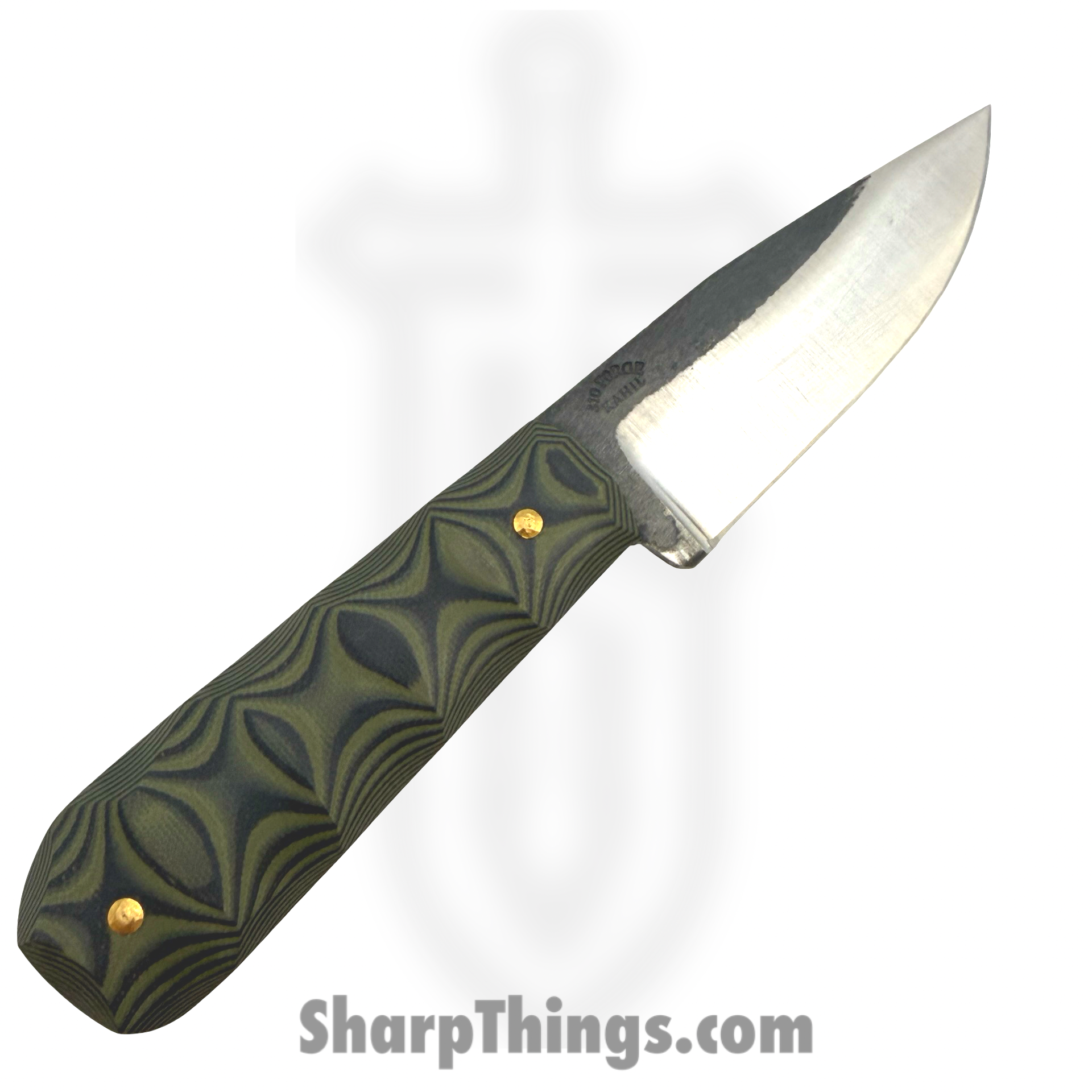 310 Forge - 310WEND0610C - Wendigo Custom (Leather) - Fixed Blade Knife - 52100 HC Two Tone Drop Point - G10 - Green|Black - Image 3