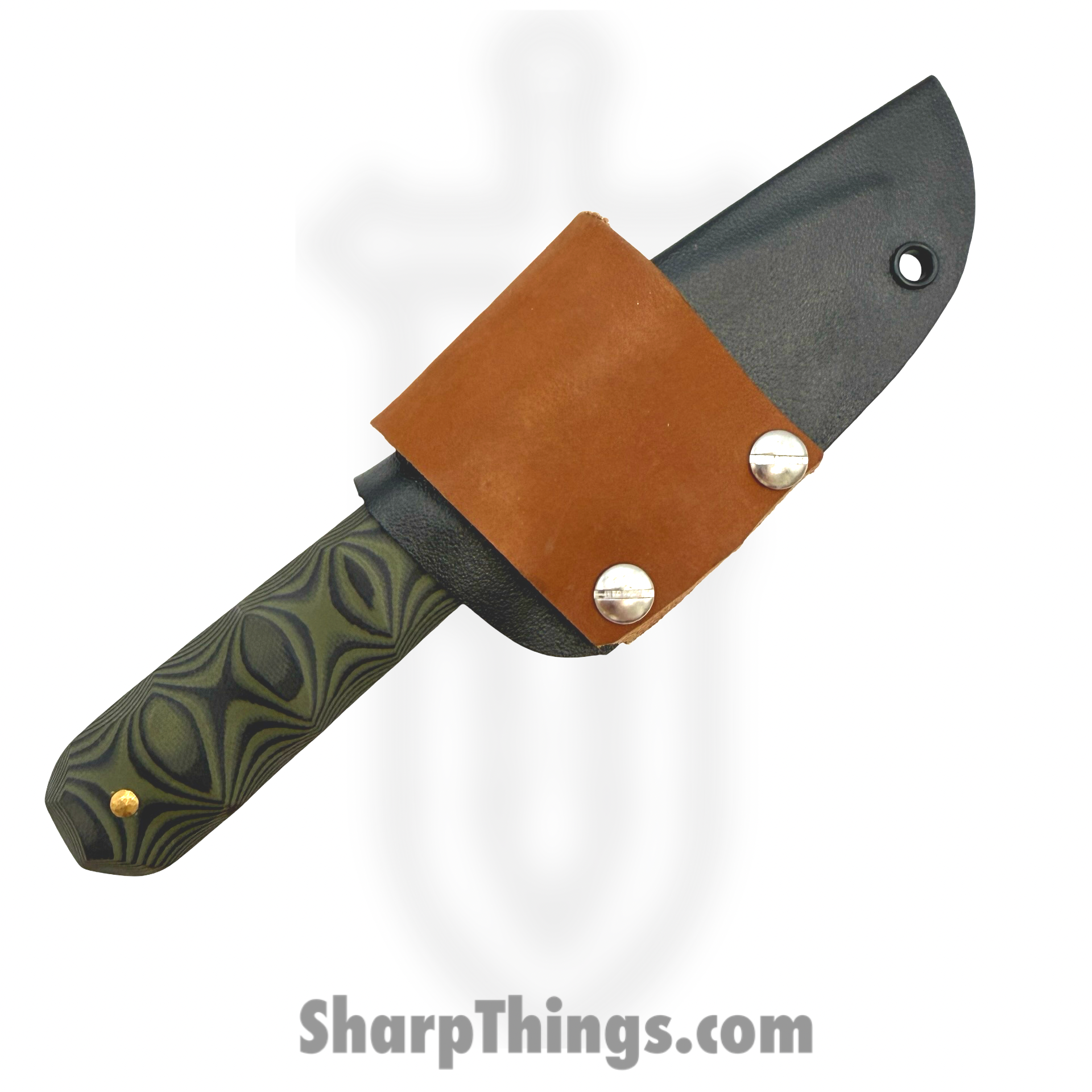310 Forge - 310WEND0610C - Wendigo Custom (Leather) - Fixed Blade Knife - 52100 HC Two Tone Drop Point - G10 - Green|Black - Image 4