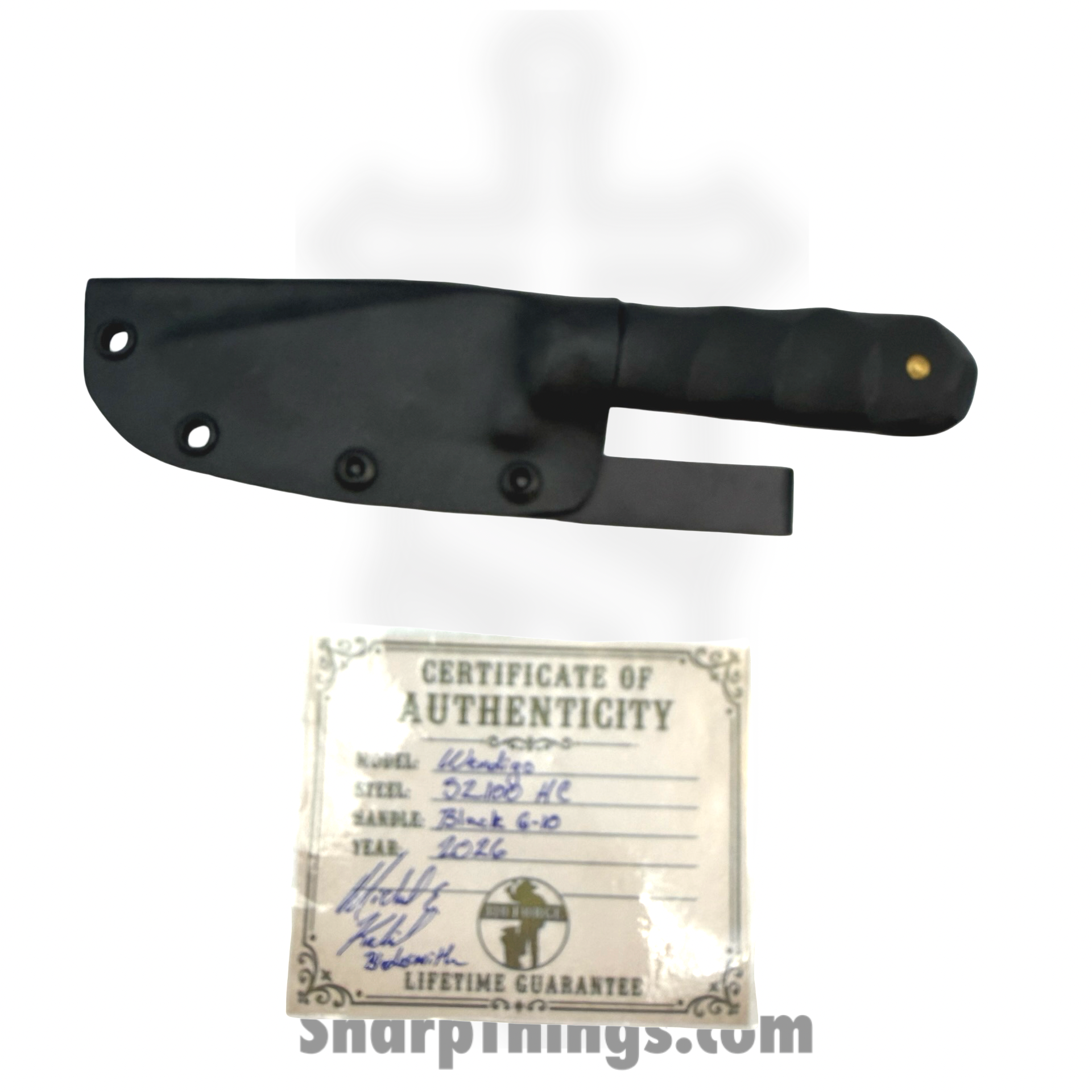 310 Forge - 310WEND0610D - Wendigo Custom (Clip) - Fixed Blade Knife - 52100 HC Two Tone Drop Point - G10 - Black - Image 2
