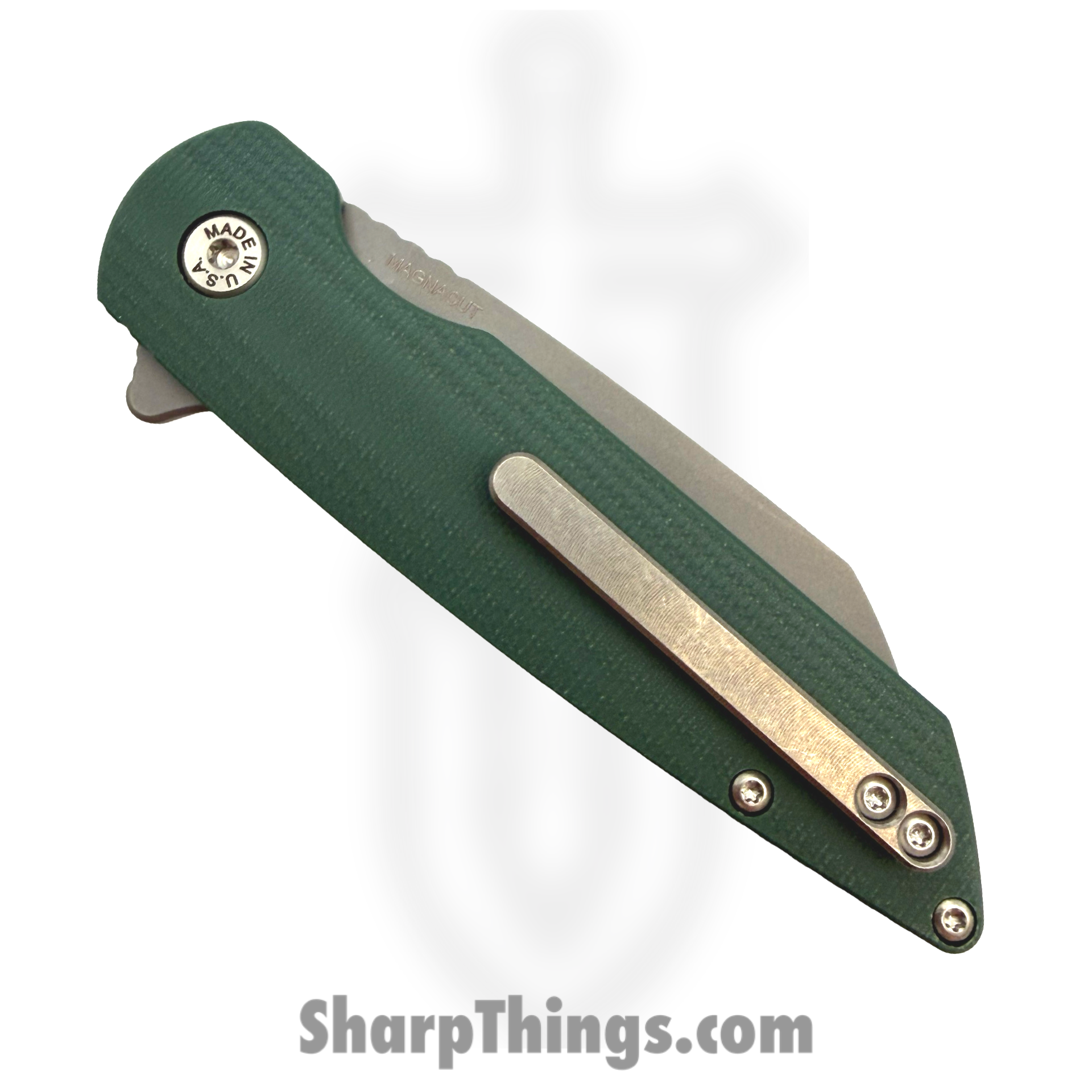ABW - ABW-M2-G10-GR - Model 2 - Folding Knife - CPM MagnaCut Stonewash Sheepsfoot - G10 - Green - Image 3