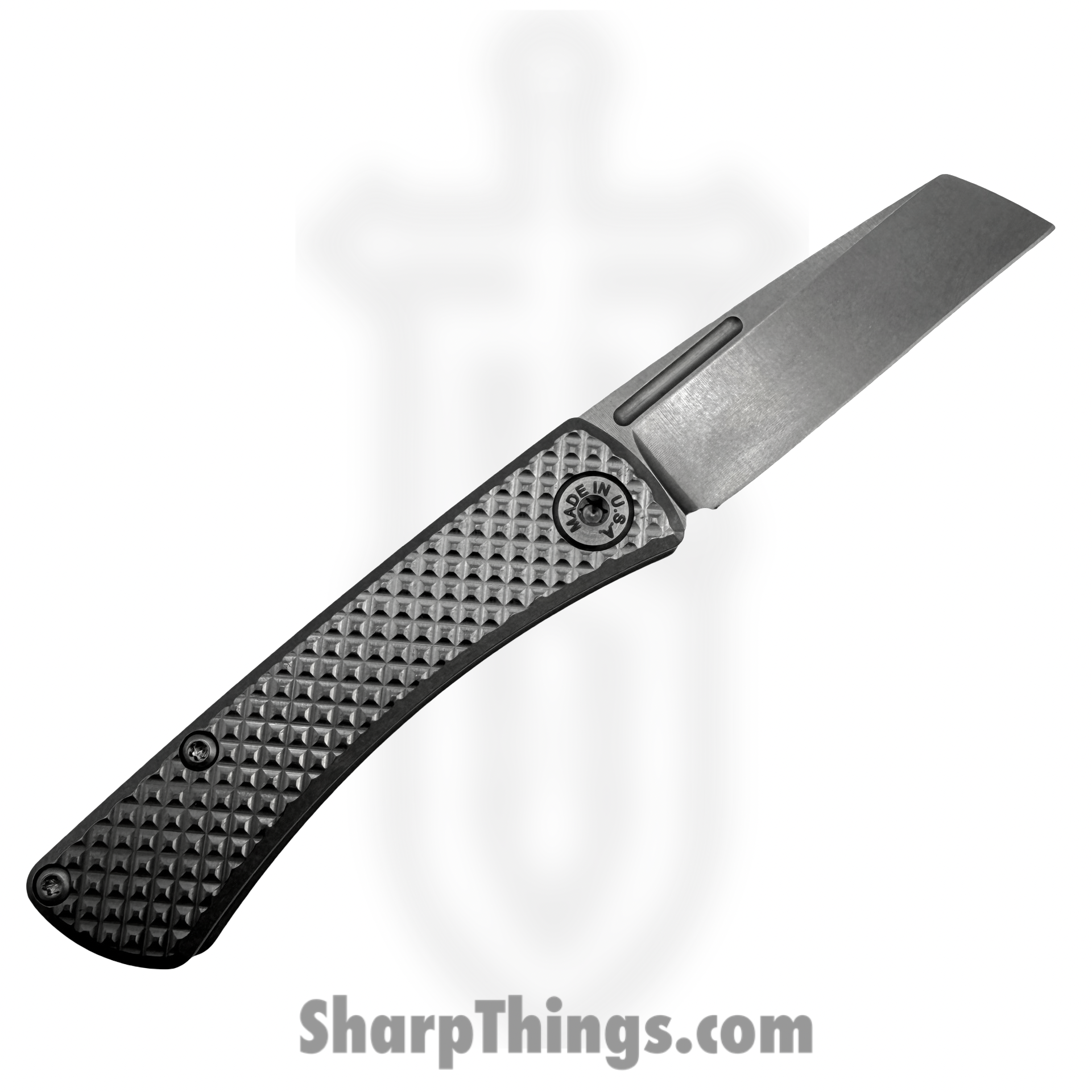 ABW - ABW-SJ-TI-DI - Slip Joint - Folding Knife - CPM MagnaCut Stonewash Cleaver - Diamond Pattern Titanium - Natural - Image 5