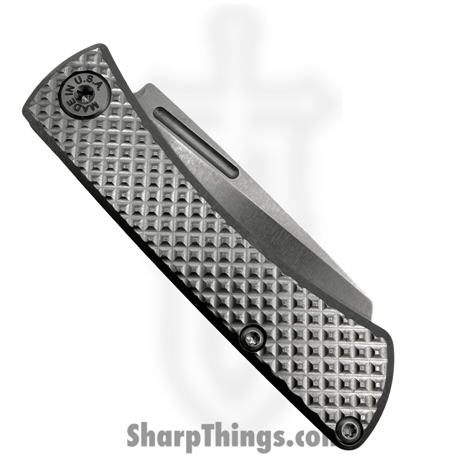 ABW - ABW-SJ-TI-DI - Slip Joint - Folding Knife - CPM MagnaCut Stonewash Cleaver - Diamond Pattern Titanium - Natural - Image 3