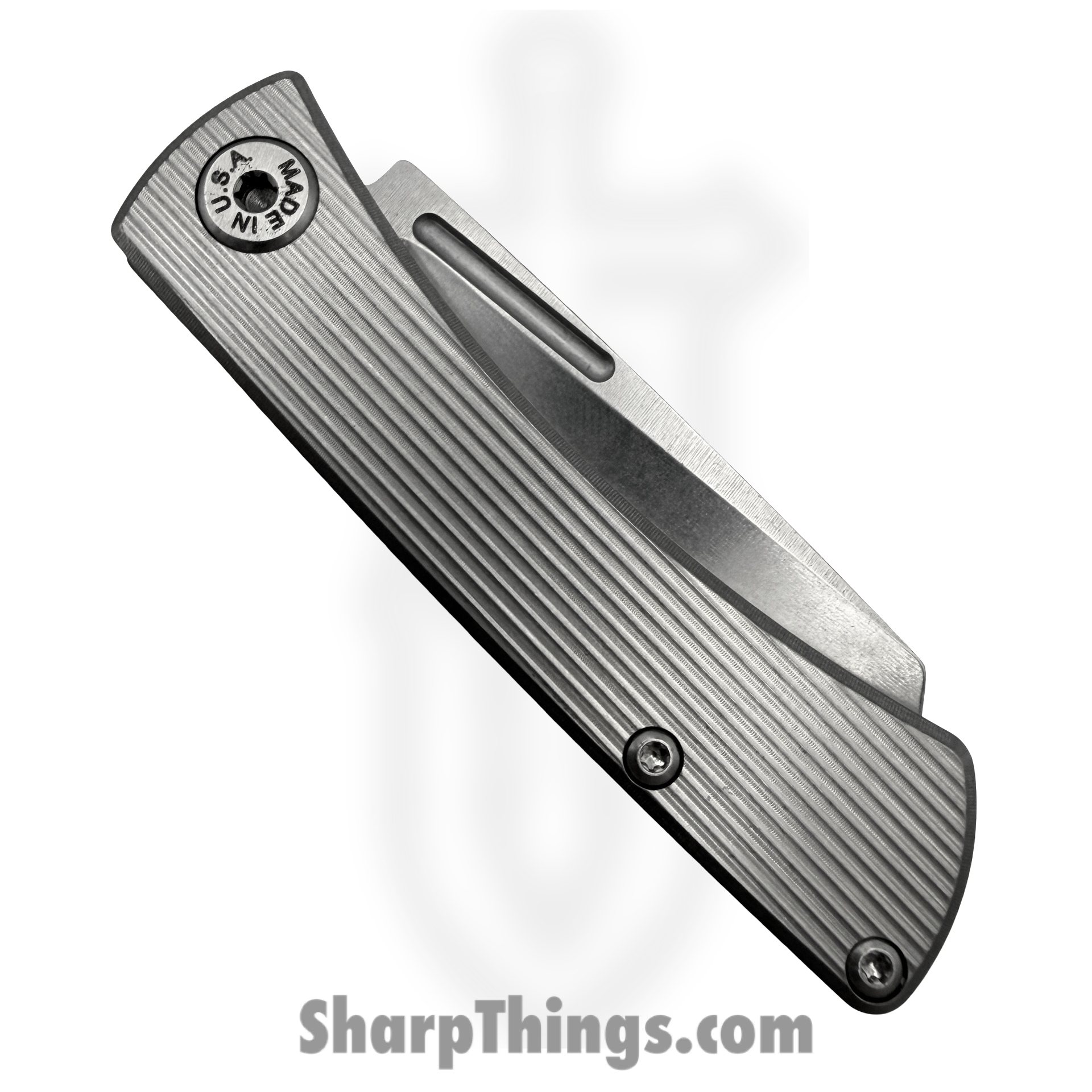 ABW - ABW-SJ-TI-ST - Slip Joint - Folding Knife - CPM MagnaCut Stonewash Cleaver - Straight Pattern Titanium - Natural - Image 5