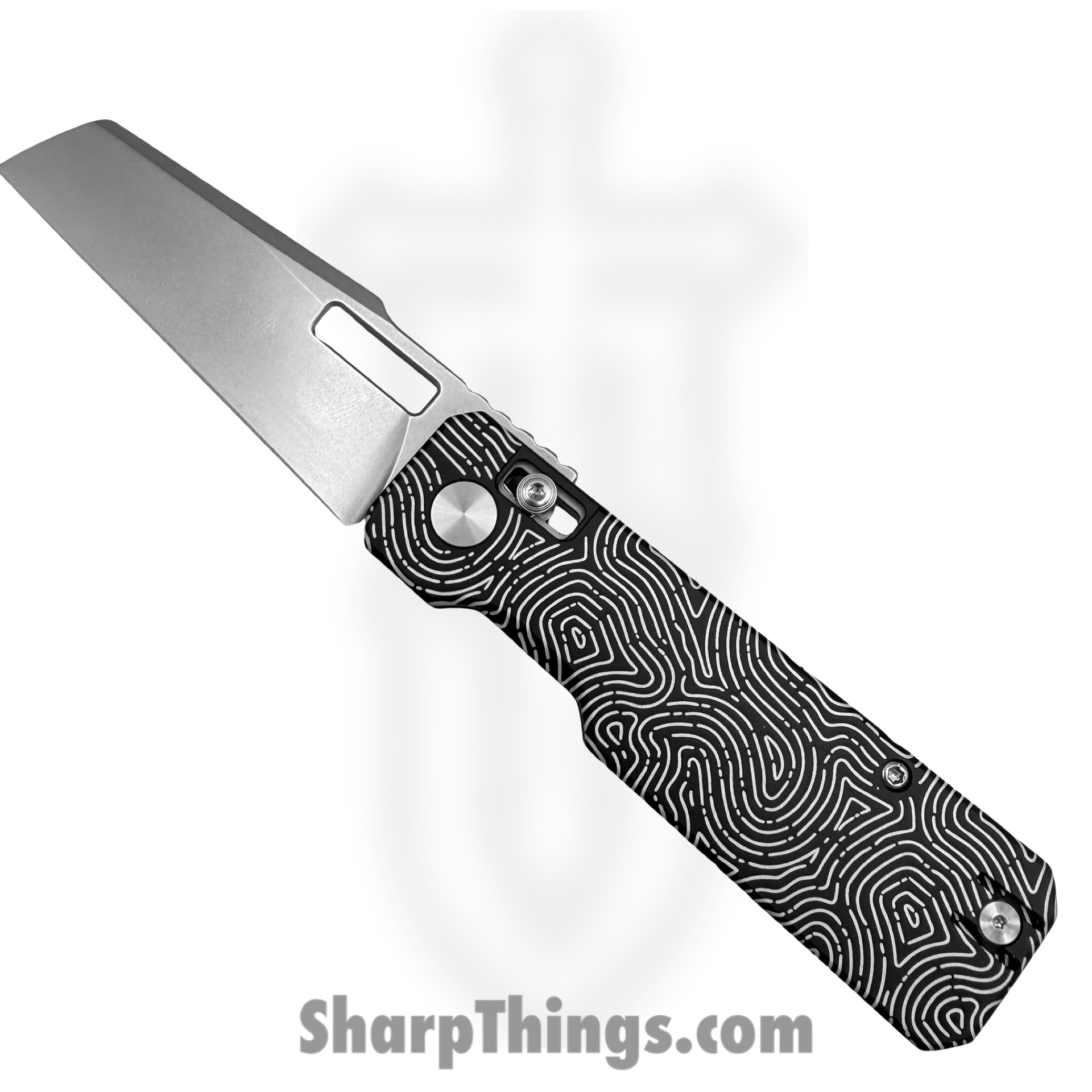 Vero Engineering - Vero_BSA_0C - Aura - Folding Knife - 14C28N Stonewash Talon - Aluminum Fingerprint - Black