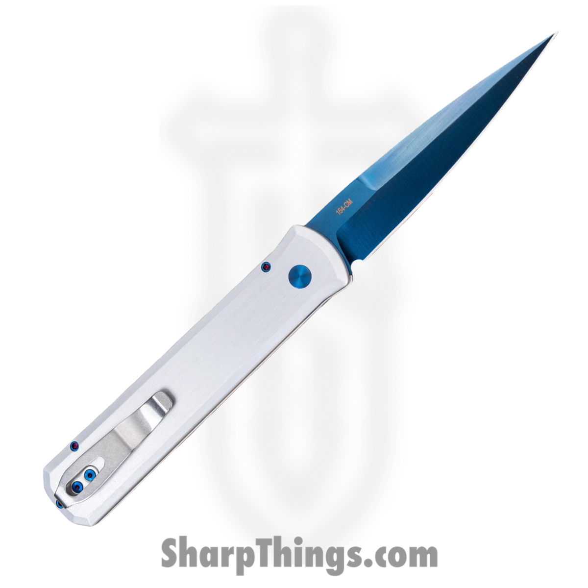 ProTech - BSA26.Godfather.2 - Godfather - Automatic Knife - 154CM Sapphire Stiletto - Aluminum - Silver - Image 2