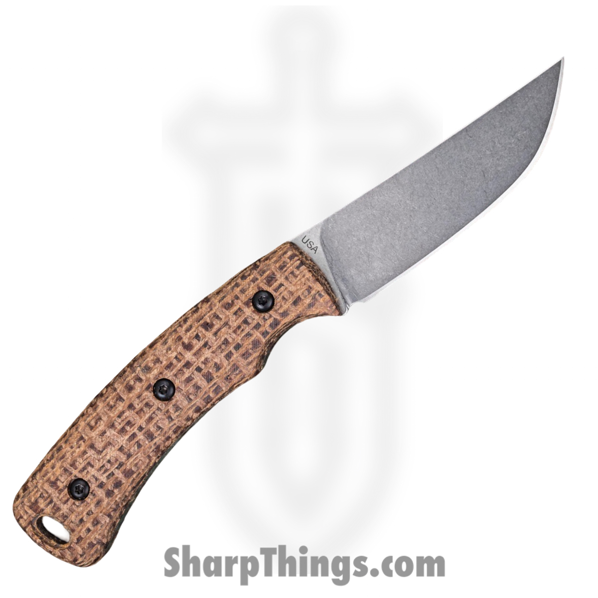 TRM - DLR-TAG-MIC-BLP - Tagalong - Fixed Blade Knife - CPM MagnaCut Stonewash Clip Point - Micarta - Burlap - Image 2