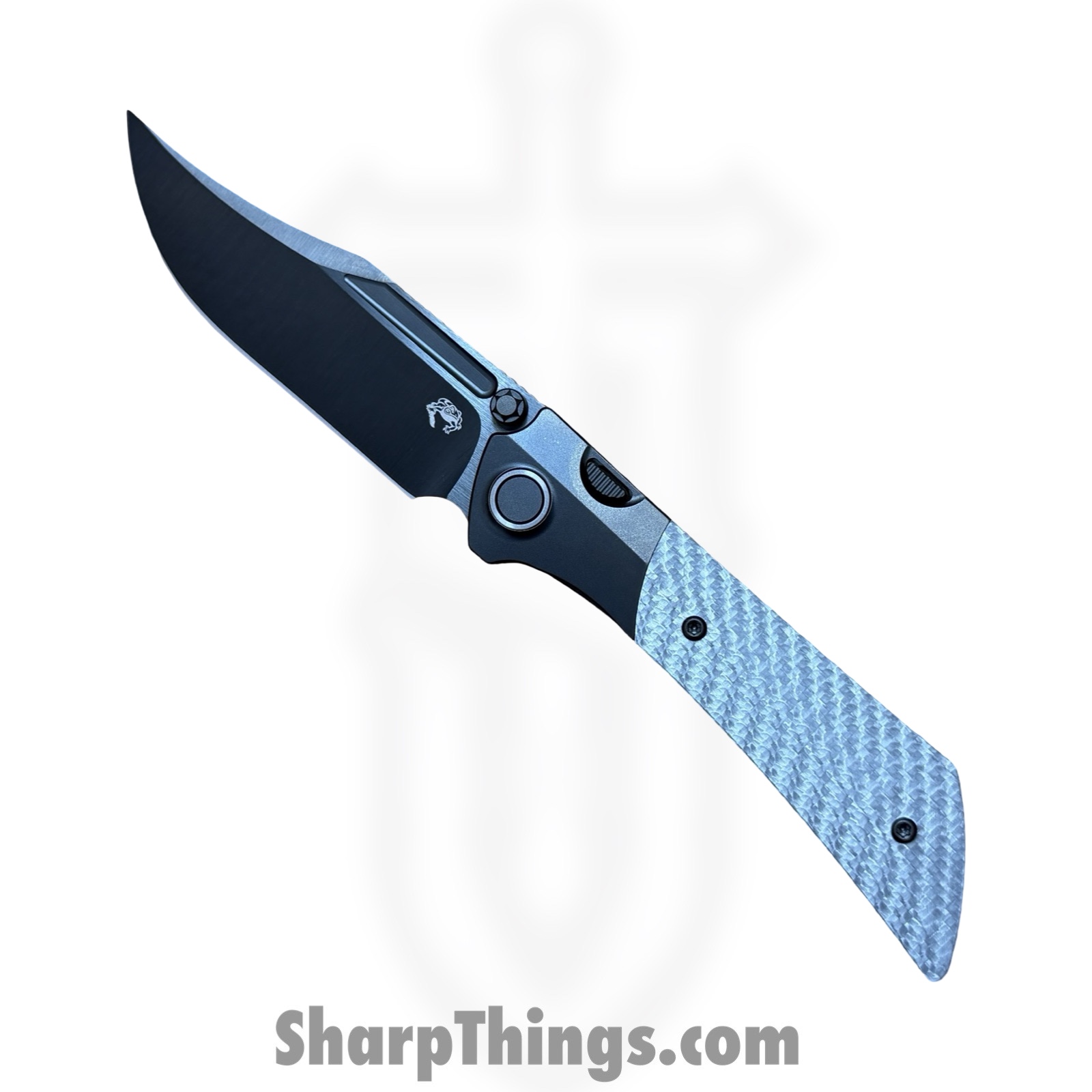Gecko Customz KW - GCDUNEA7 - Dune A7 - Folding Knife - M390 Coated Clip Point - Twill CF - Silver