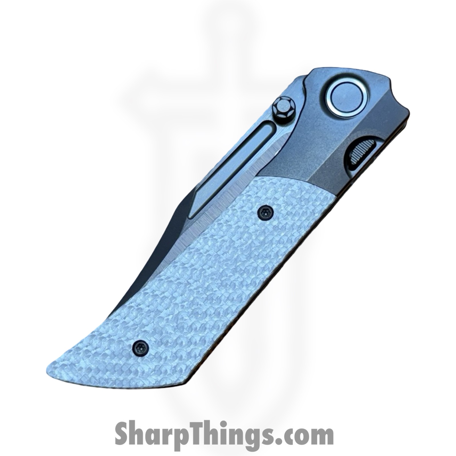 Gecko Customz KW - GCDUNEA7 - Dune A7 - Folding Knife - M390 Coated Clip Point - Twill CF - Silver - Image 3