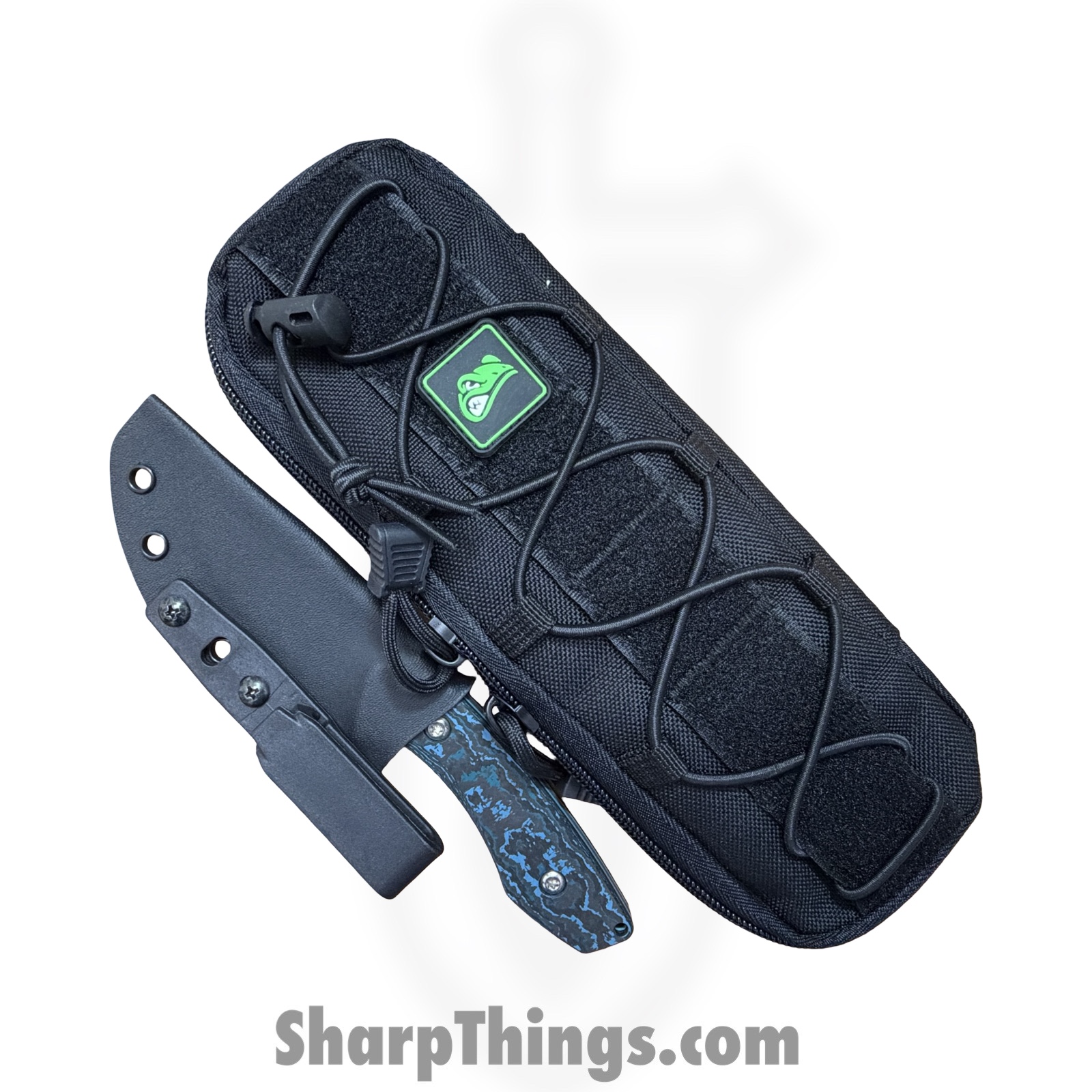 Gecko Customz KW - GCSIKORAElg - Sikorae Fixie LG - Fixed Blade Knife - CPM MagnaCut Coated Clip Point - Fat Carbon - Blue - Image 10