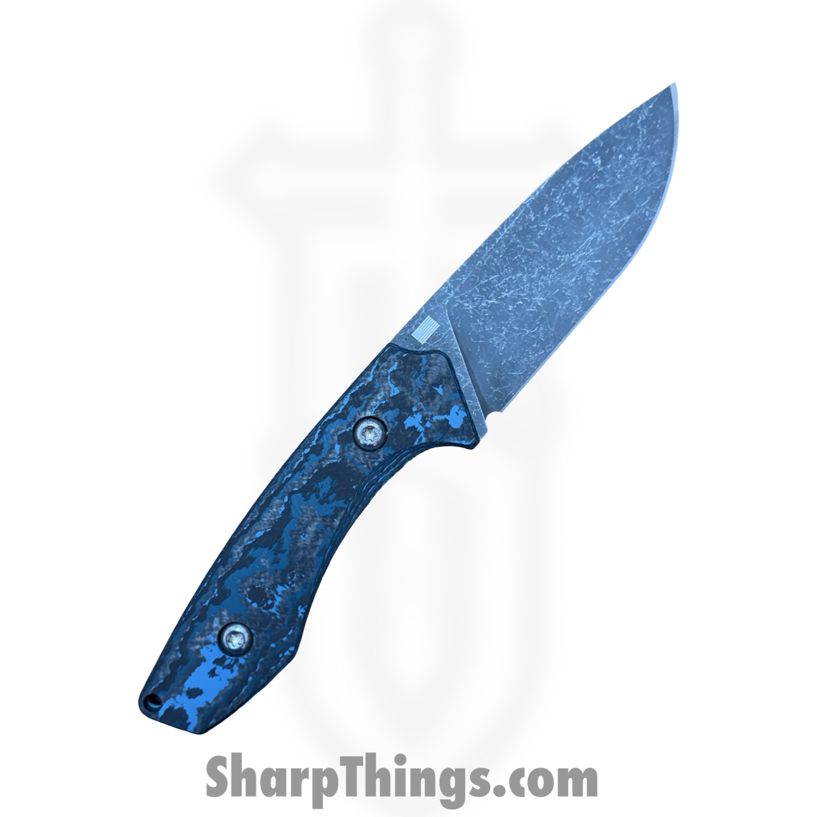 Gecko Customz KW - GCSIKORAElg - Sikorae Fixie LG - Fixed Blade Knife - CPM MagnaCut Coated Clip Point - Fat Carbon - Blue - Image 2