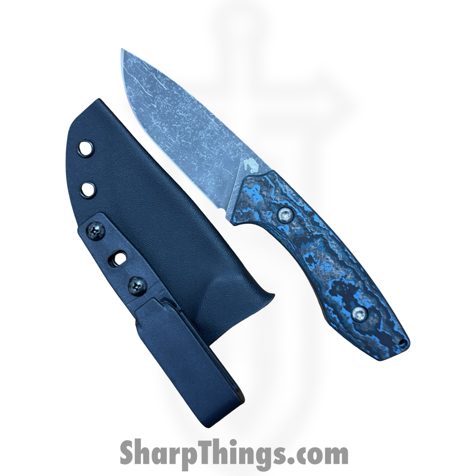Gecko Customz KW - GCSIKORAElg - Sikorae Fixie LG - Fixed Blade Knife - CPM MagnaCut Coated Clip Point - Fat Carbon - Blue - Image 8