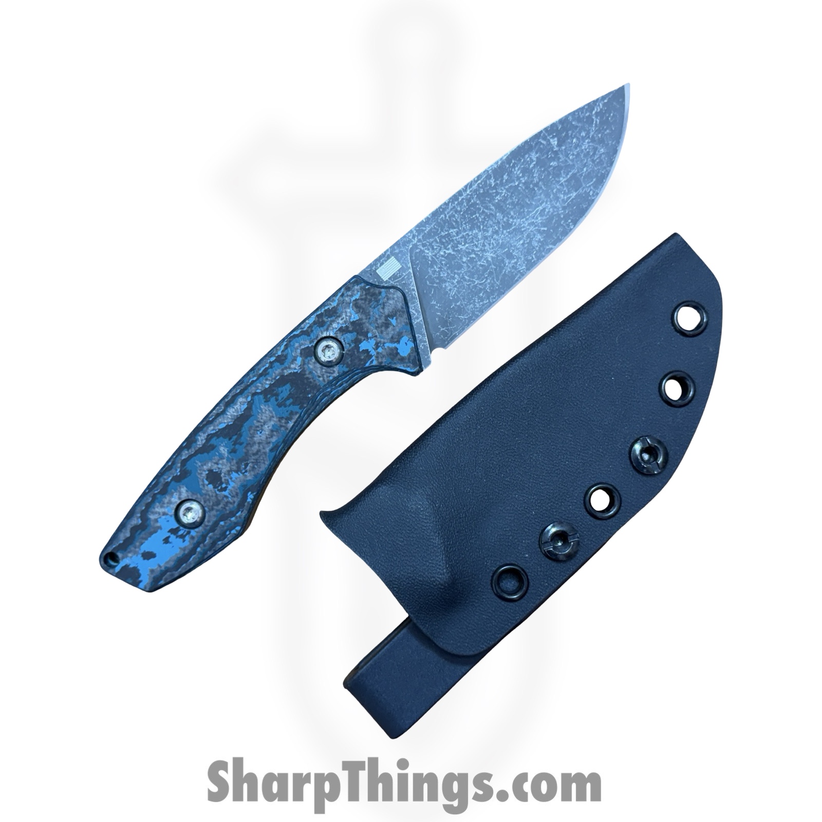 Gecko Customz KW - GCSIKORAElg - Sikorae Fixie LG - Fixed Blade Knife - CPM MagnaCut Coated Clip Point - Fat Carbon - Blue - Image 7