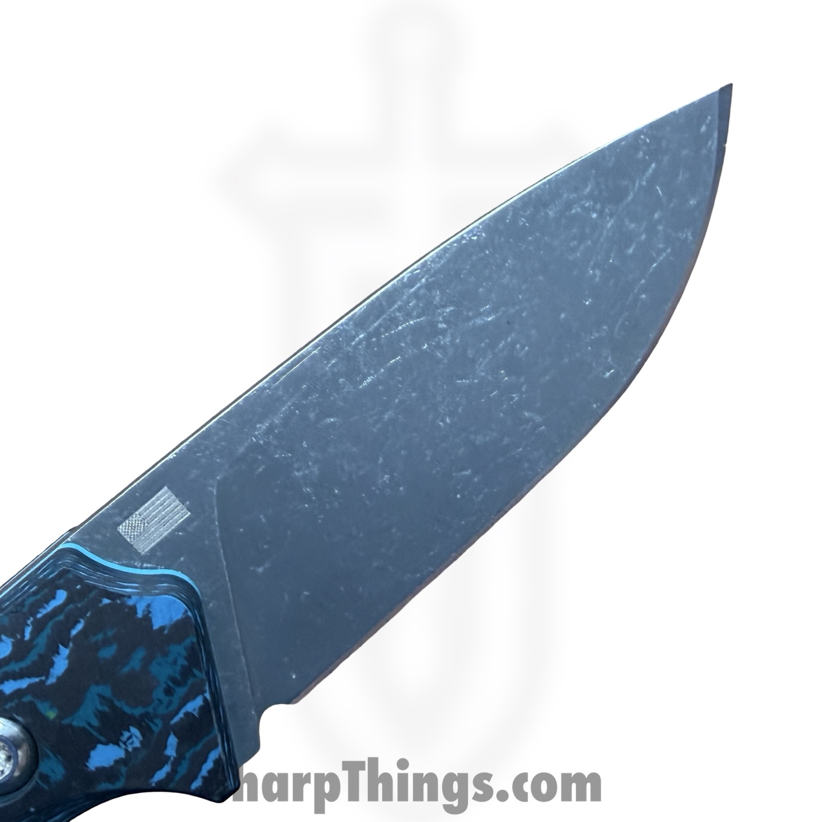Gecko Customz KW - GCSIKORAEsm - Sikorae Fixie SM - Fixed Blade Knife - CPM MagnaCut Coated Clip Point - Fat Carbon - Blue - Image 5
