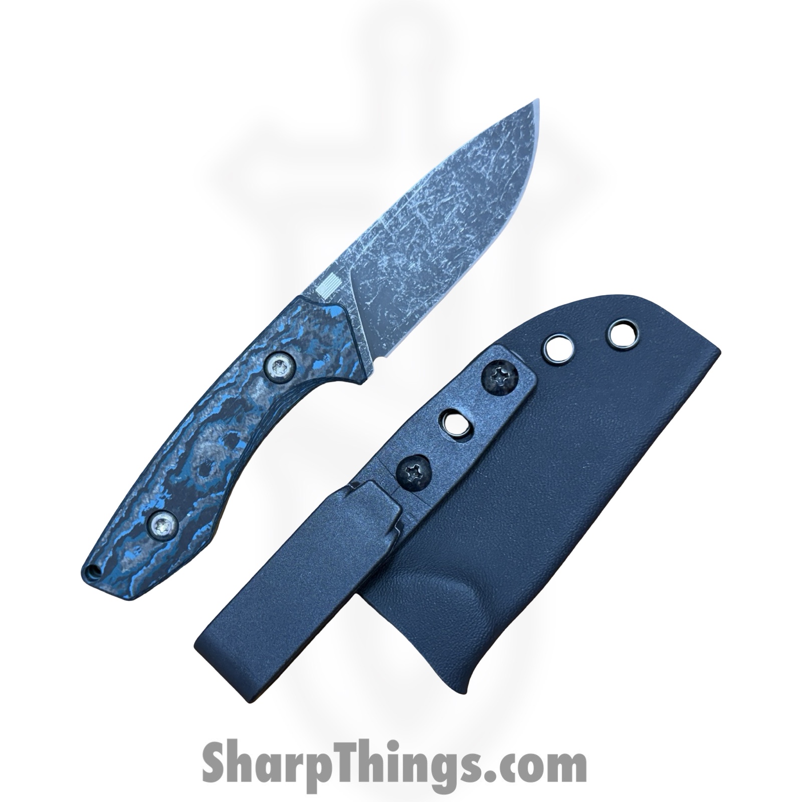 Gecko Customz KW - GCSIKORAEsm - Sikorae Fixie SM - Fixed Blade Knife - CPM MagnaCut Coated Clip Point - Fat Carbon - Blue - Image 8