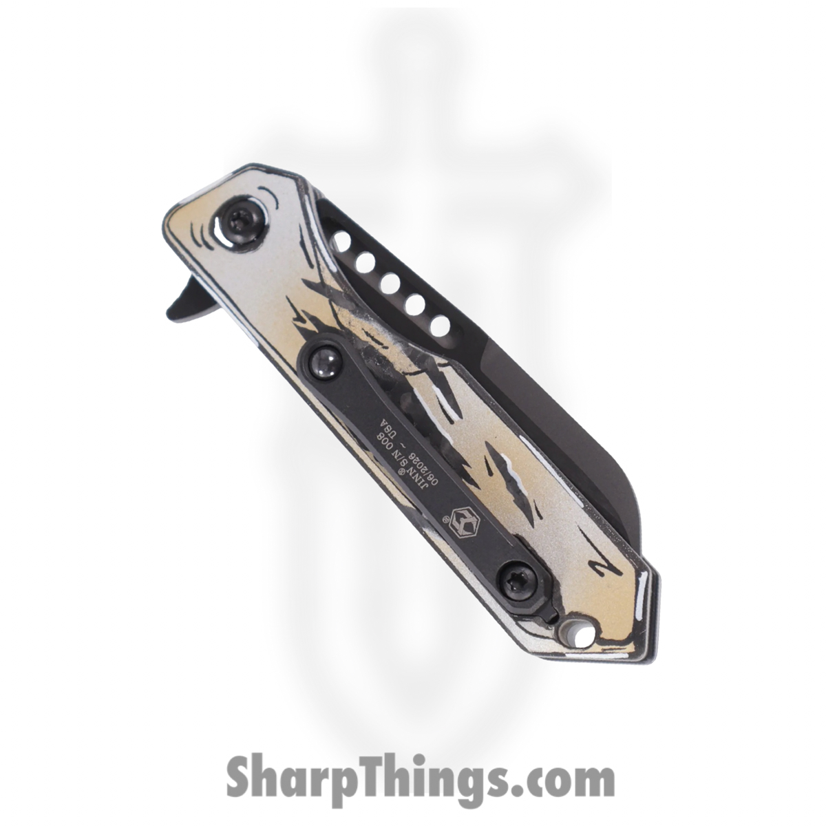 Heretic Knives - H213-6A-GSCS-CB - Jinn - Folding Knife - MagnaCut - Sheepsfoot - CF Breached Cel Shade Gold | Silver - Image 3
