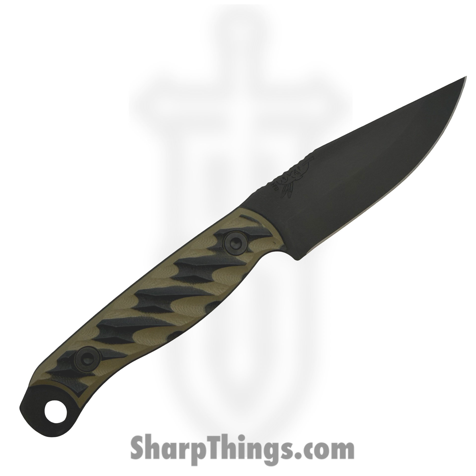 Half Face Blades - HFB6260C - Crow Jr - Fixed Blade Knife - S45VN Coated Drop Point - G10 - Black OD Green - Image 2