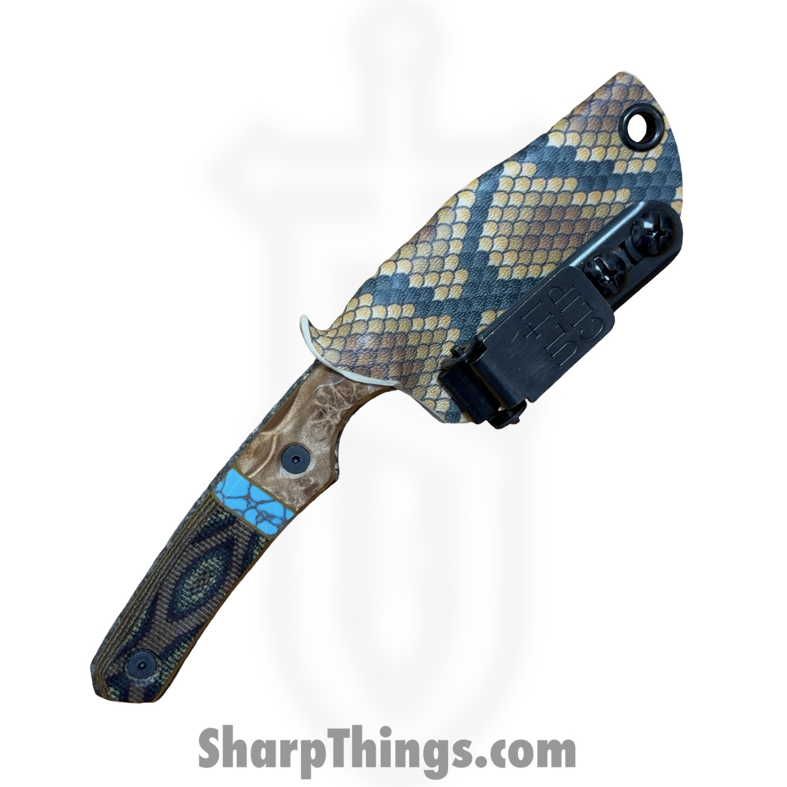 Lex Rex - LRBSA001 - EDC Kestrel - Fixed Blade Knife - 80CRV2 Patina DE Spear Point - Burl Wood, Truestone, Micarta - Black, Blue, Brown - Image 10