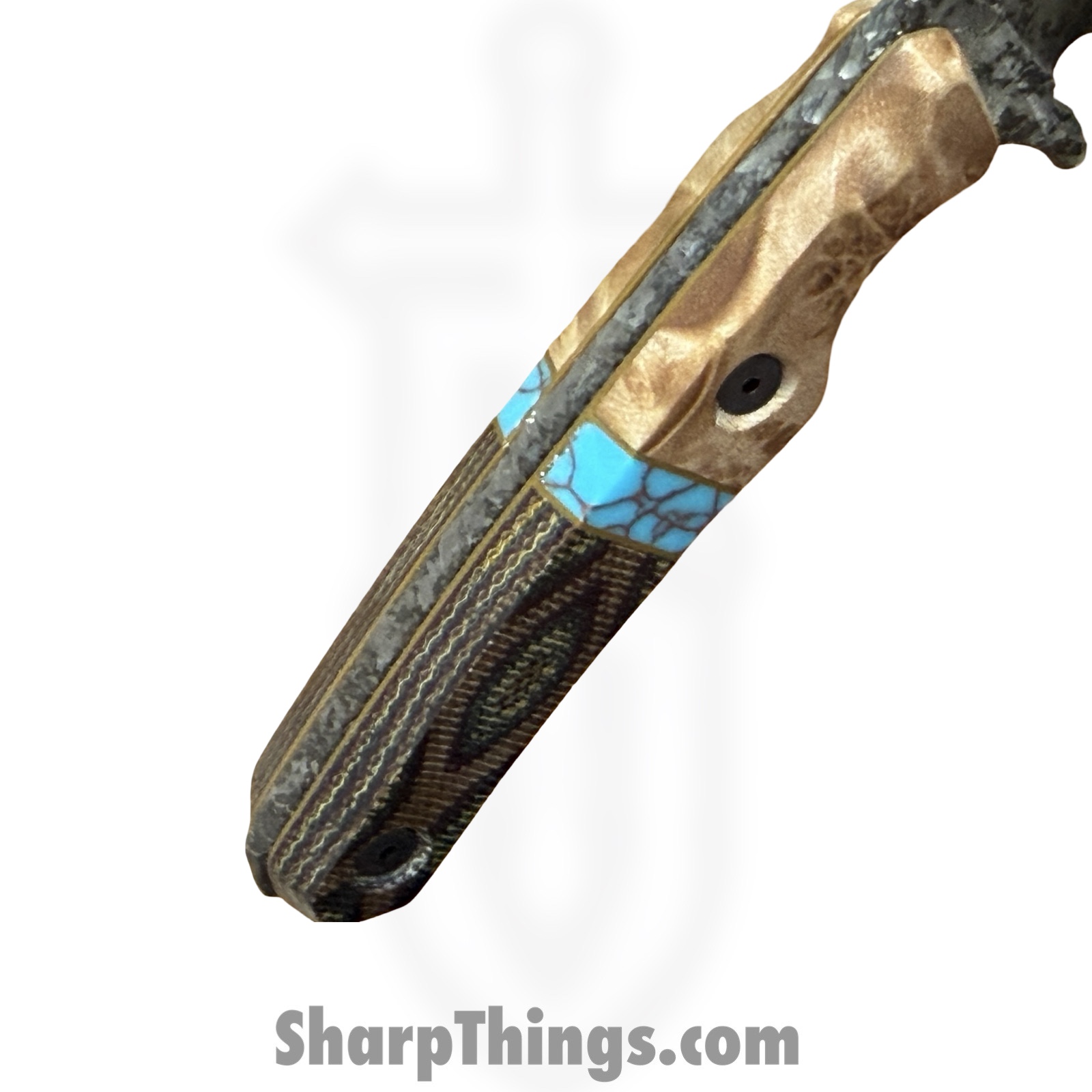 Lex Rex - LRBSA001 - EDC Kestrel - Fixed Blade Knife - 80CRV2 Patina DE Spear Point - Burl Wood, Truestone, Micarta - Black, Blue, Brown - Image 8