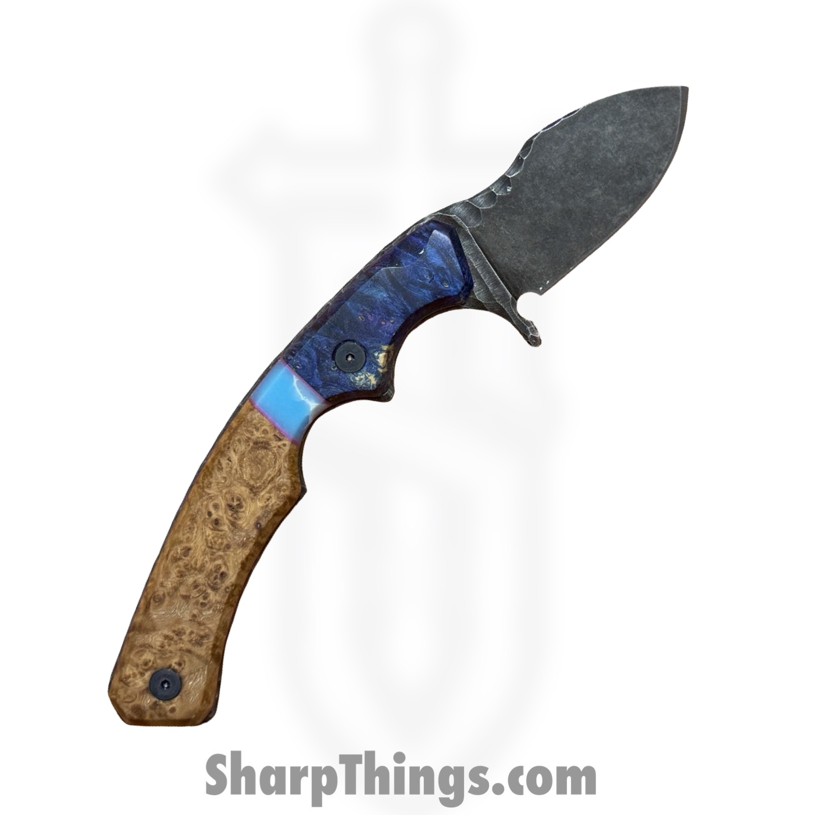 Lex Rex - LRBSA003 - Wraith - Fixed Blade Knife - 80CRV2 Coated Drop Point - Burl Wood, Truestone - Black, Blue, Brown - Image 2