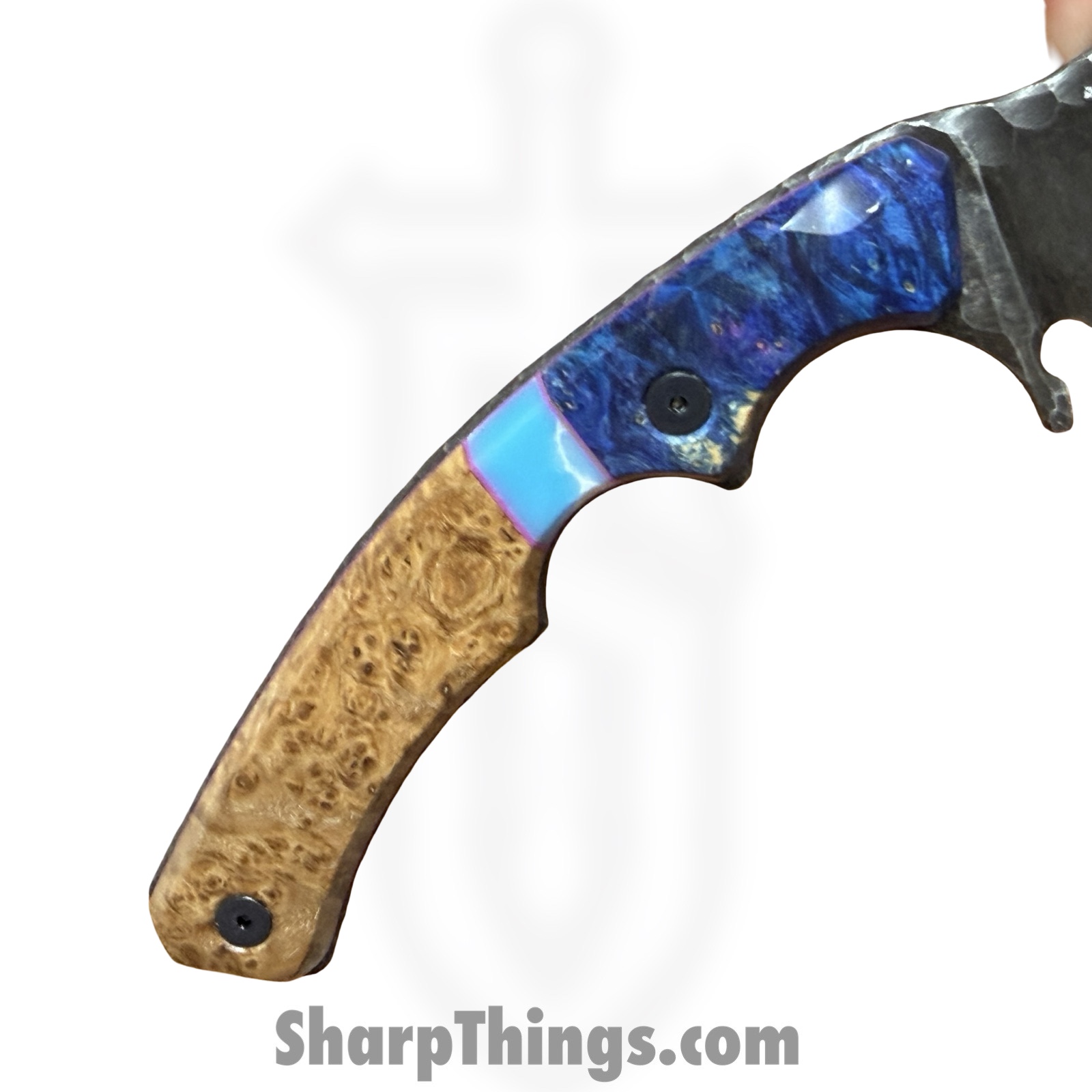 Lex Rex - LRBSA003 - Wraith - Fixed Blade Knife - 80CRV2 Coated Drop Point - Burl Wood, Truestone - Black, Blue, Brown - Image 6
