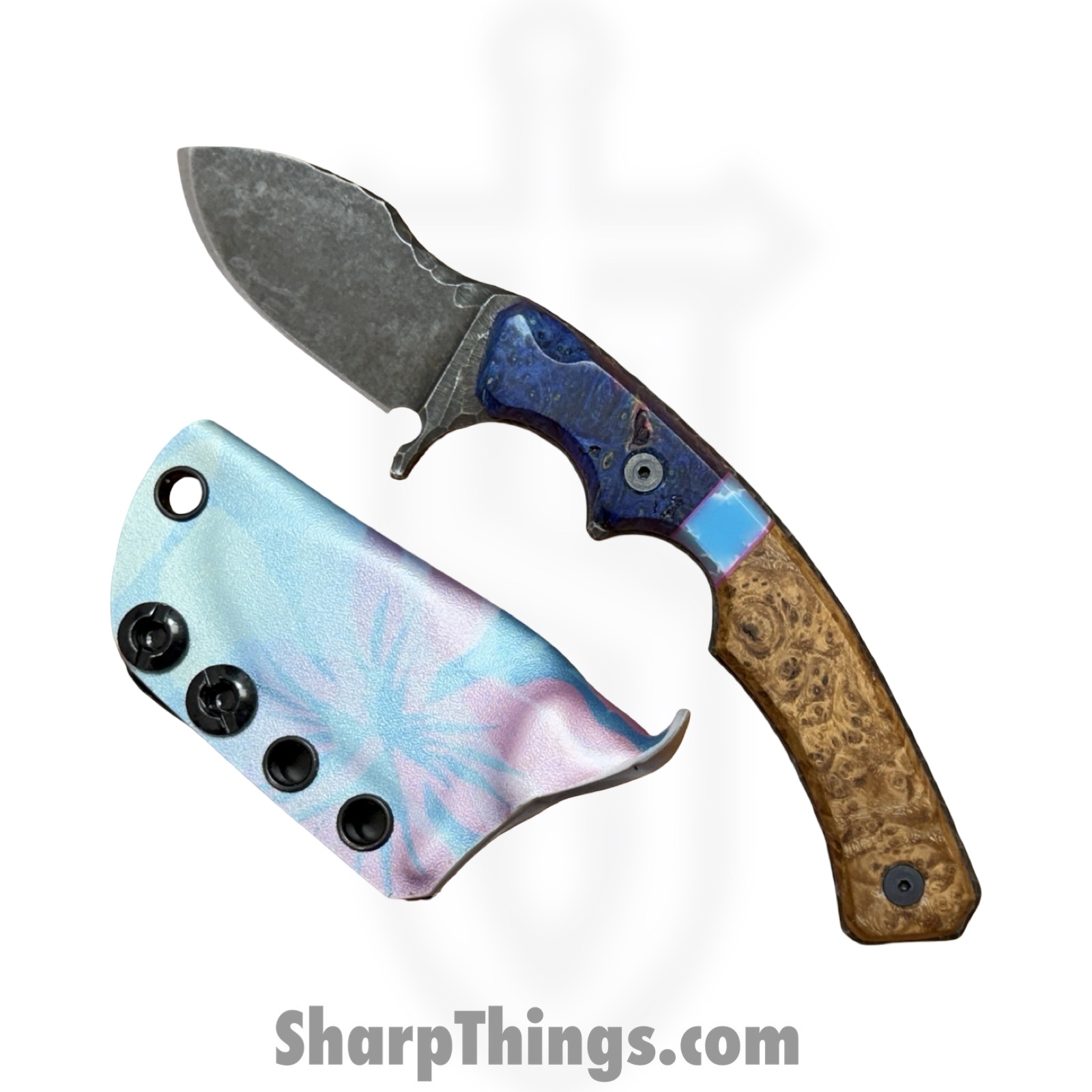 Lex Rex - LRBSA003 - Wraith - Fixed Blade Knife - 80CRV2 Coated Drop Point - Burl Wood, Truestone - Black, Blue, Brown - Image 8