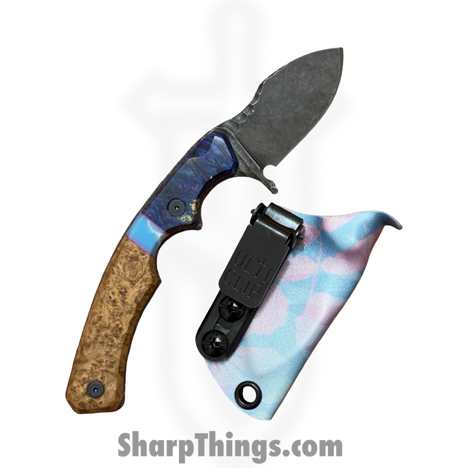 Lex Rex - LRBSA003 - Wraith - Fixed Blade Knife - 80CRV2 Coated Drop Point - Burl Wood, Truestone - Black, Blue, Brown - Image 9
