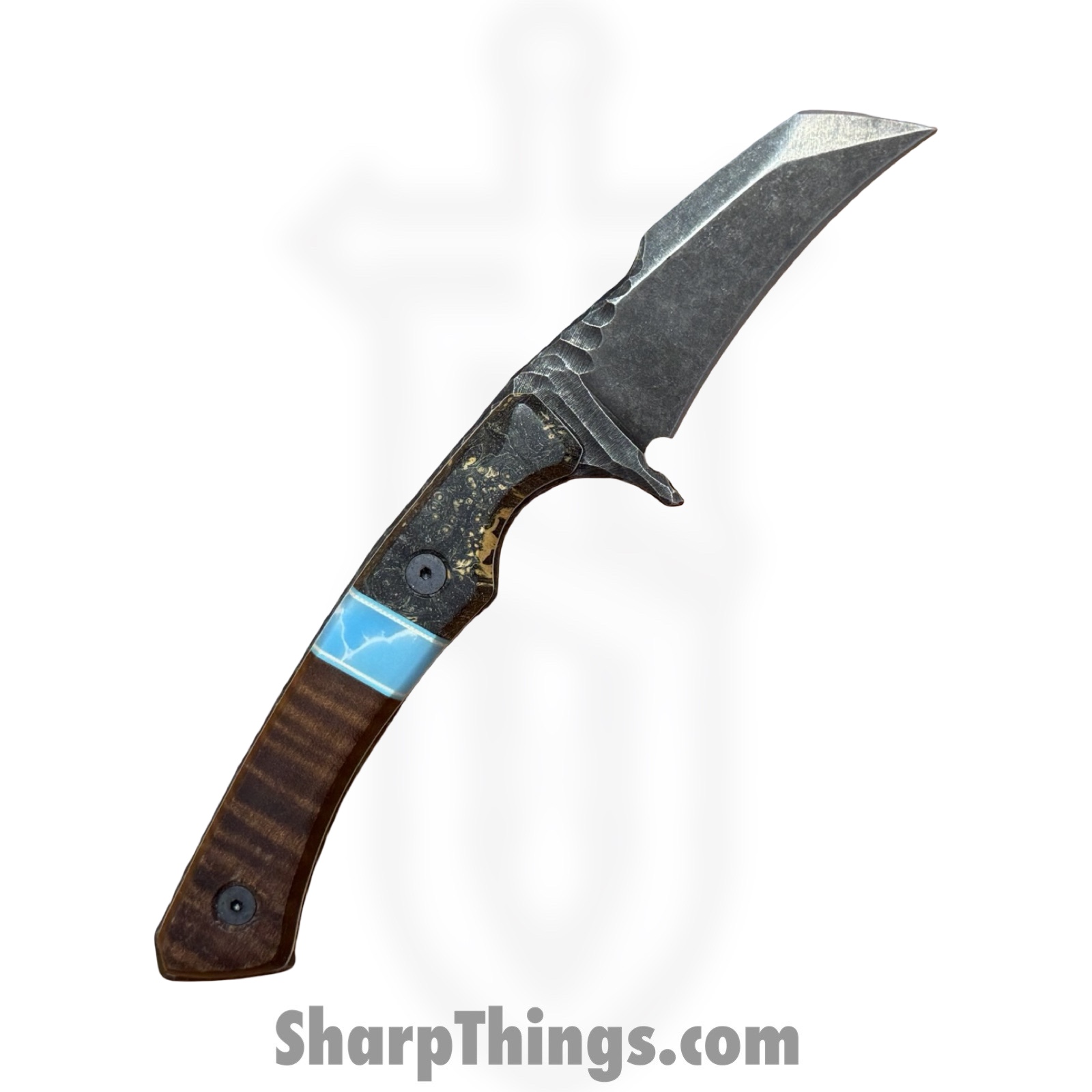 Lex Rex - LRBSA004 - Apparition - Fixed Blade Knife - 80CRV2 Coated Multi Grind Claw - Burl Wood, Truestone, Curly Maple - Black, Blue, Brown - Image 2