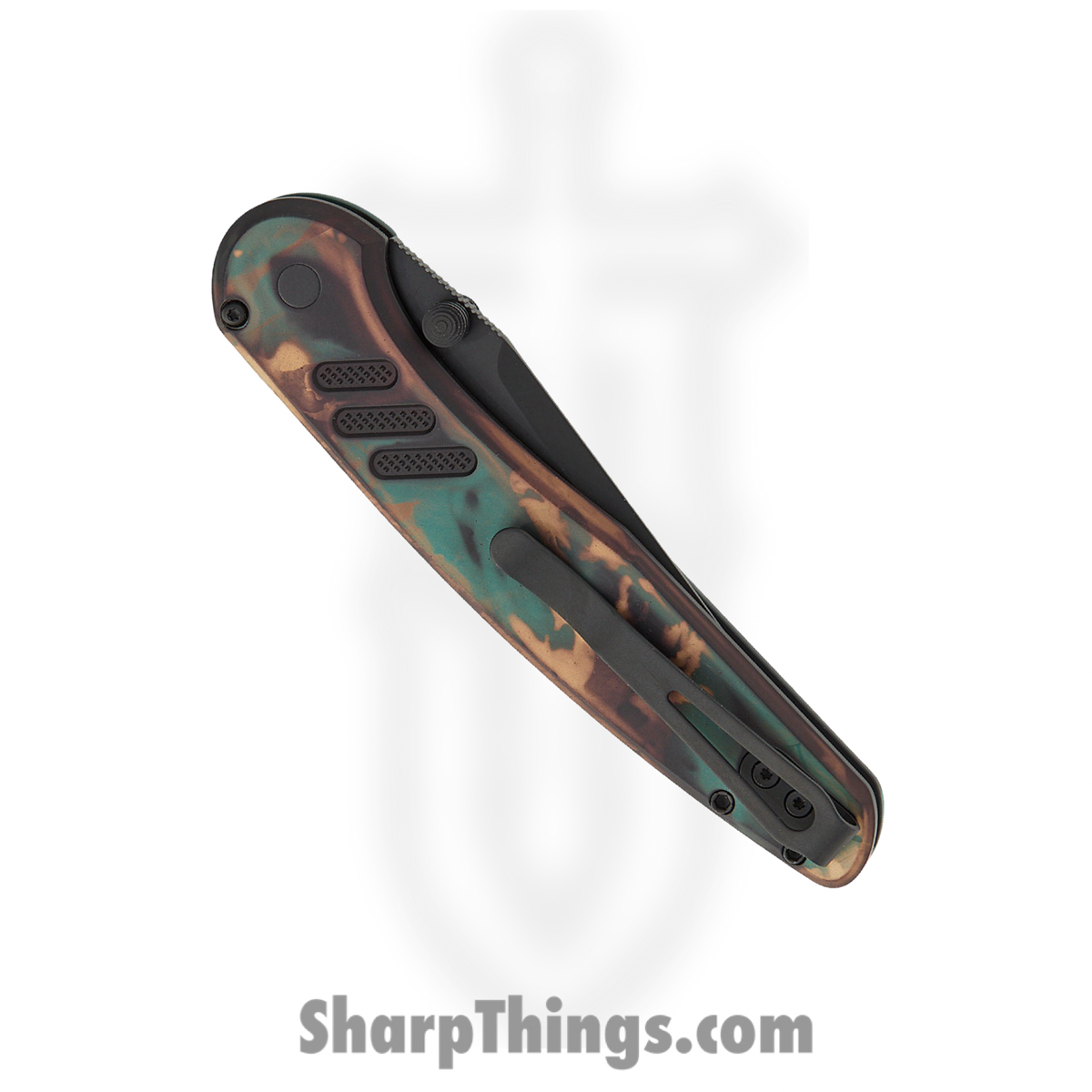 ProTech - PN1103-SHIPWRECK - Avalon - Automatic Knife - CPM MagnaCut Coated Drop Point - Knurled "Shipwreck" Aluminum - Blue Brown Tan - Image 4