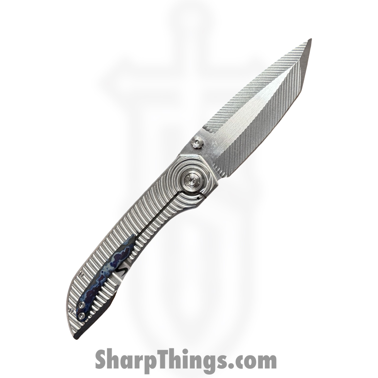 Simeon - SCKKROMaRM - Krow Radial Milled - Folding Knife - CPM MagnaCut Satin Tanto - Titanium - Natural - Image 2