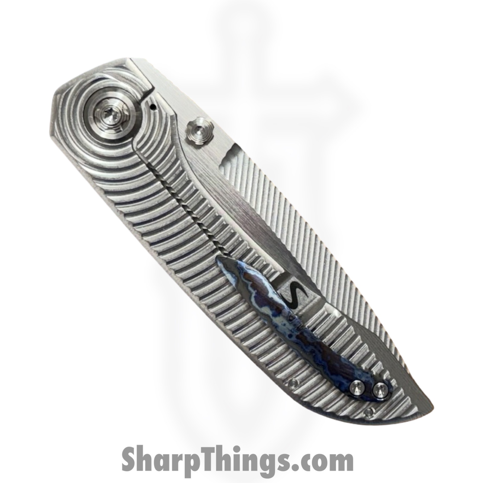 Simeon - SCKKROMaRM - Krow Radial Milled - Folding Knife - CPM MagnaCut Satin Tanto - Titanium - Natural - Image 8
