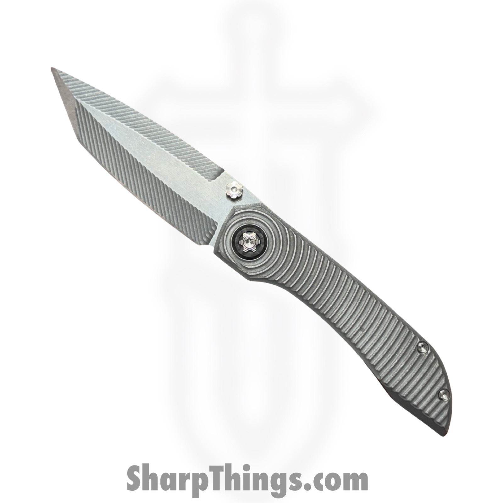 Simeon - SCKKROS90RM - Krow Radial Milled - Folding Knife - S90V Stonewash Tanto - Titanium - Natural