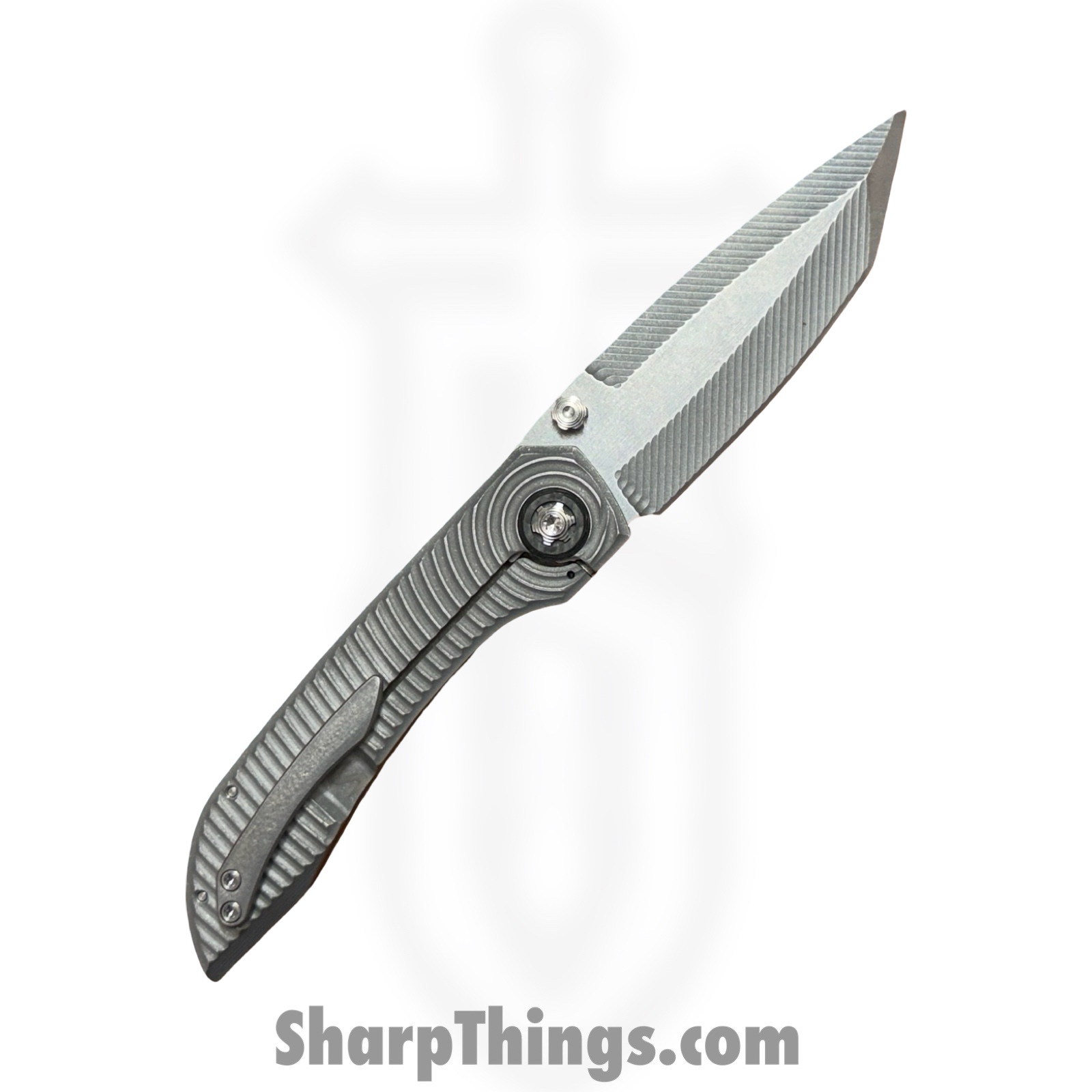 Simeon - SCKKROS90RM - Krow Radial Milled - Folding Knife - S90V Stonewash Tanto - Titanium - Natural - Image 2