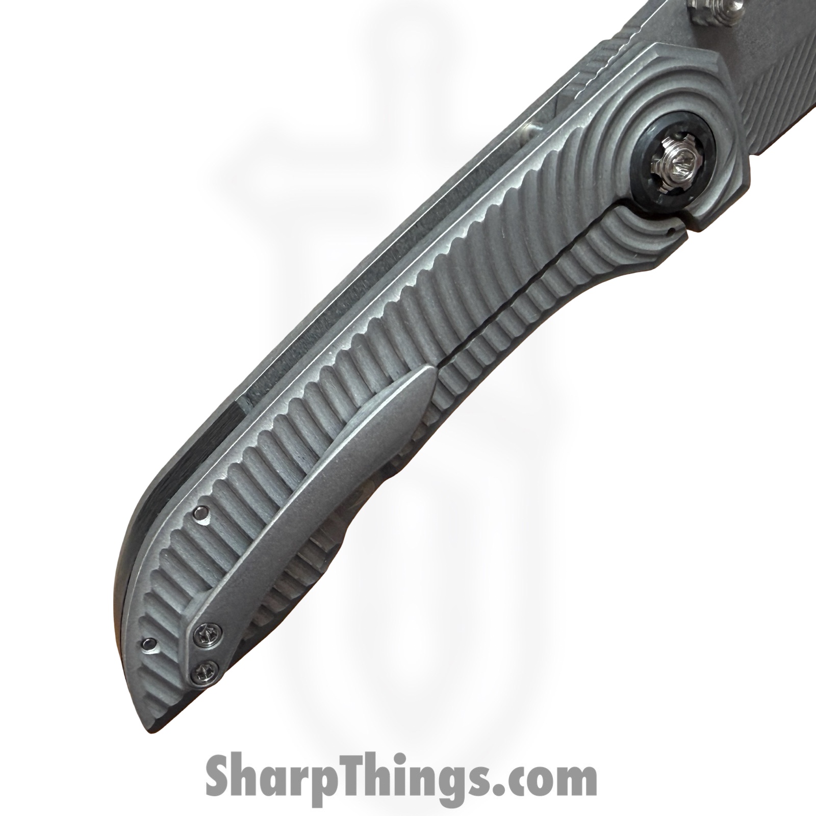 Simeon - SCKKROS90RM - Krow Radial Milled - Folding Knife - S90V Stonewash Tanto - Titanium - Natural - Image 7