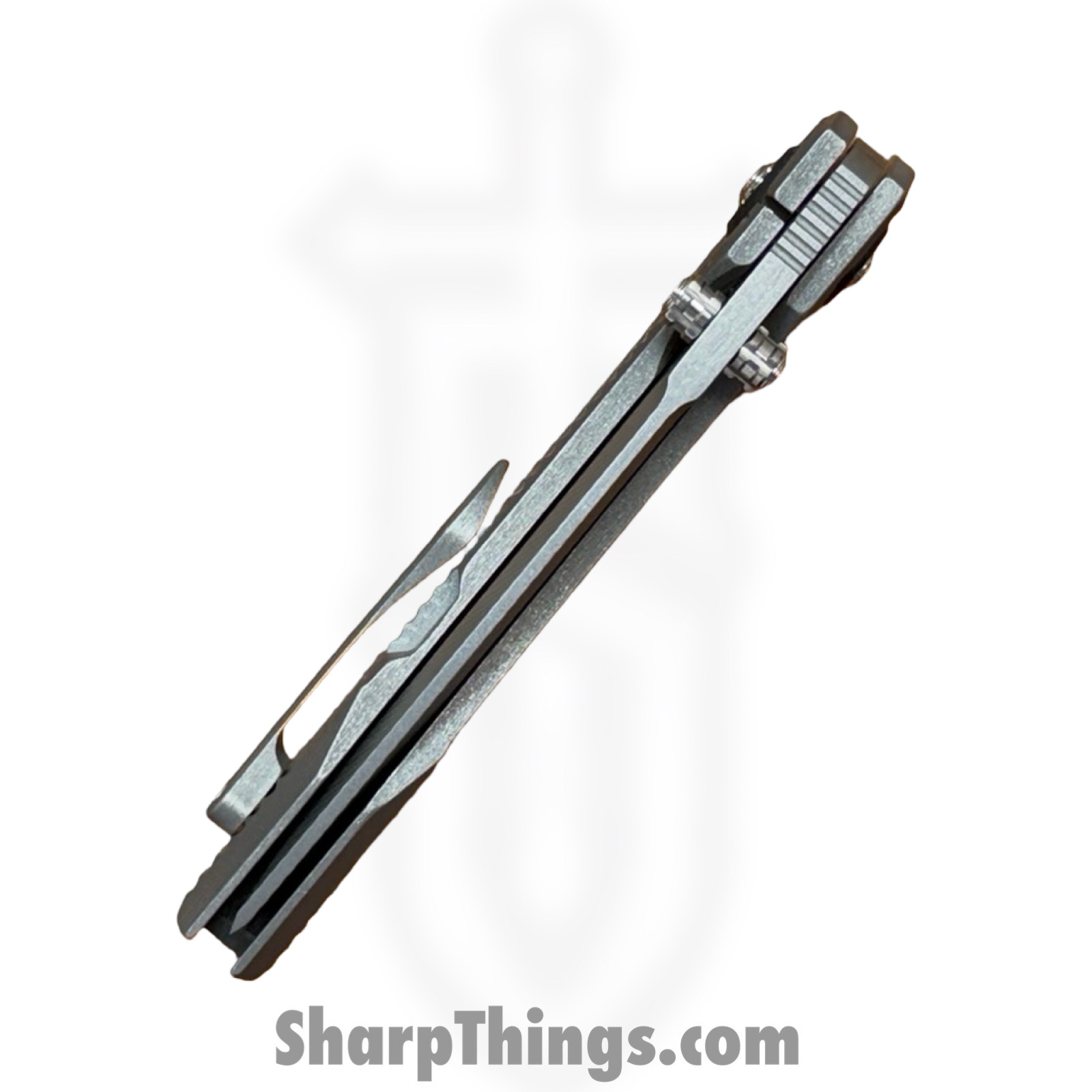 Simeon - SCKKROS90RM - Krow Radial Milled - Folding Knife - S90V Stonewash Tanto - Titanium - Natural - Image 8