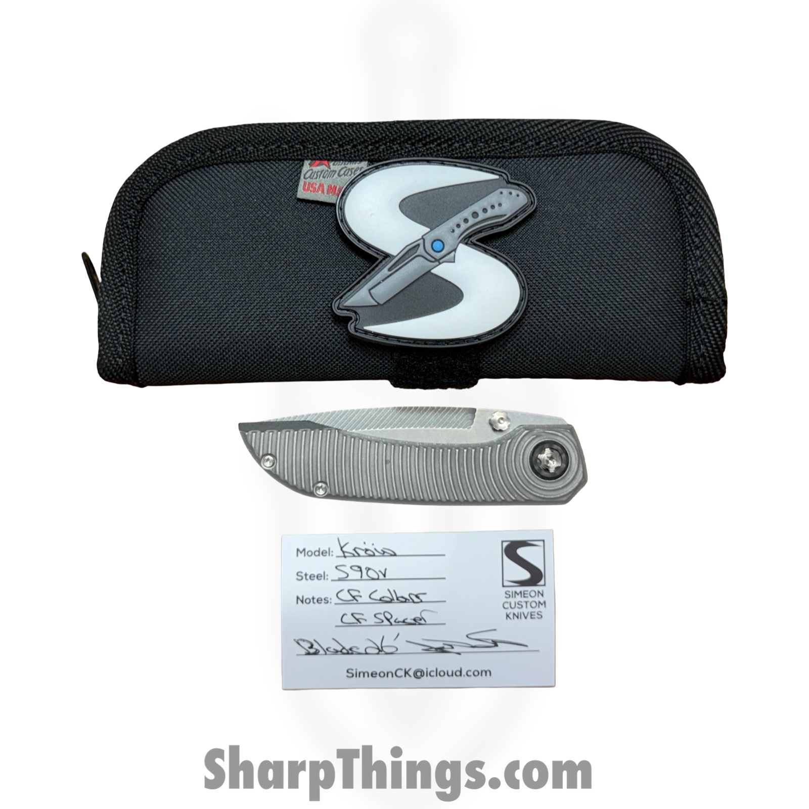 Simeon - SCKKROS90RM - Krow Radial Milled - Folding Knife - S90V Stonewash Tanto - Titanium - Natural - Image 9