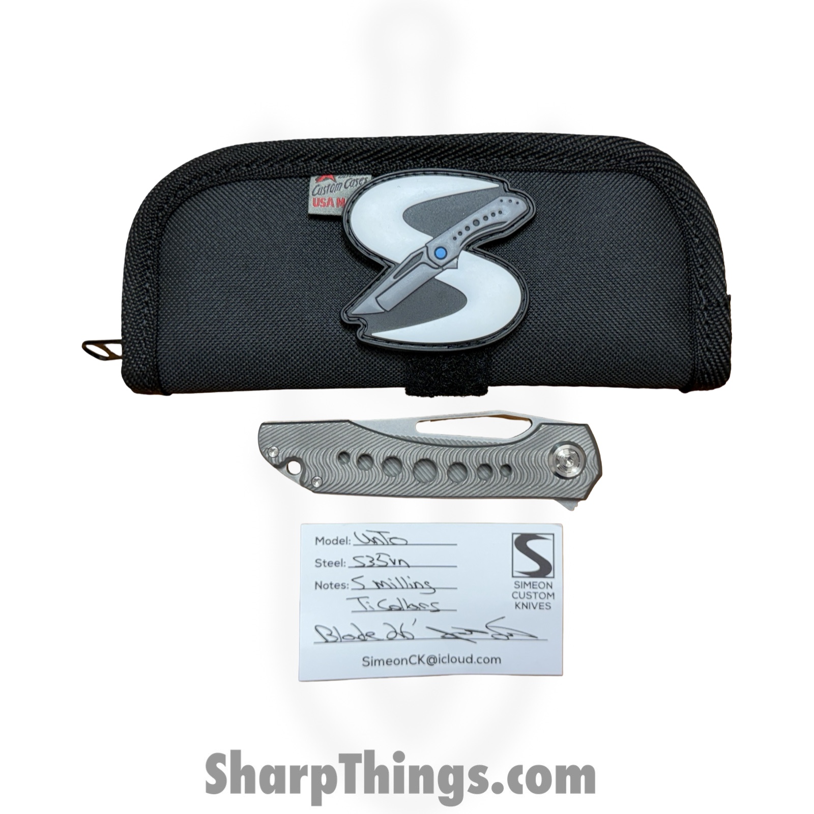 Simeon - SCKUNTS35SM - UnTo S Milled - Folding Knife - S35VN Stonewash Tanto - Titanium - Natural - Image 11