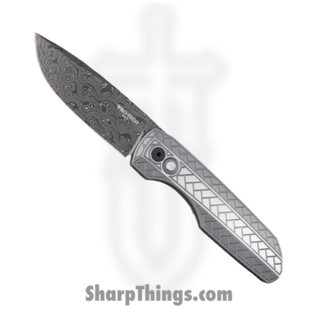 ProTech – SYNAPSE2.BS26.002 – Vero Synapse 2 – Automatic Knife – Chad Nichols Raindrop Damascus Drop Point – Herringbone Textured 17-4 Steel – Natural
