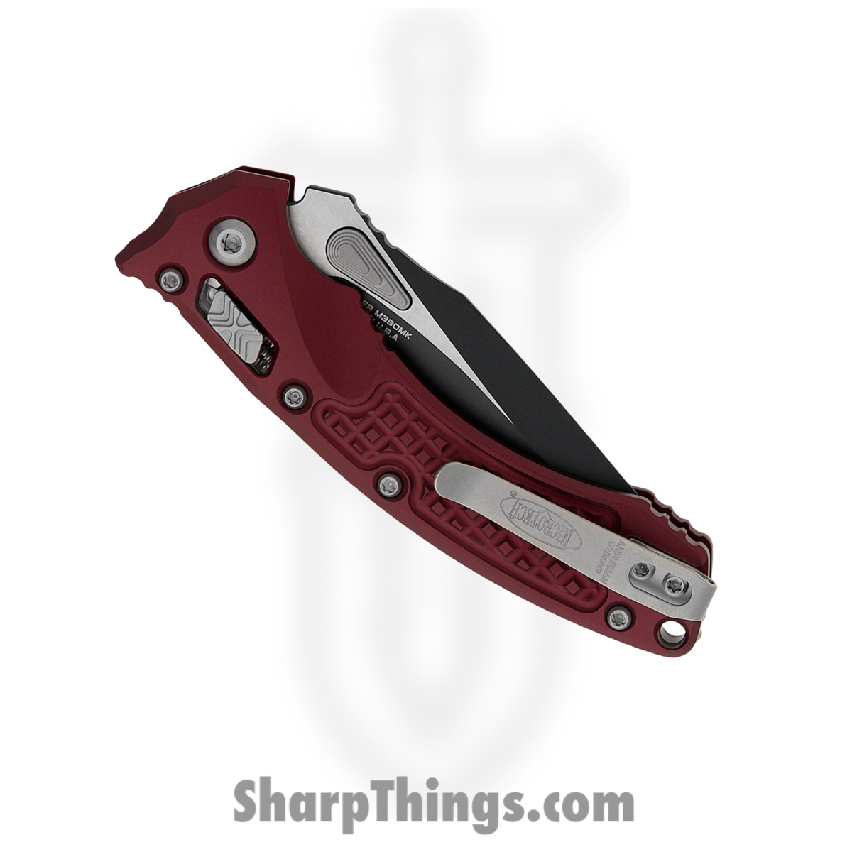 Microtech - 137MRL-1FRMR - Amphibian Mini - Folding Knife - M390MK Coated Clip Point - Frag Aluminum - Merlot - Image 4