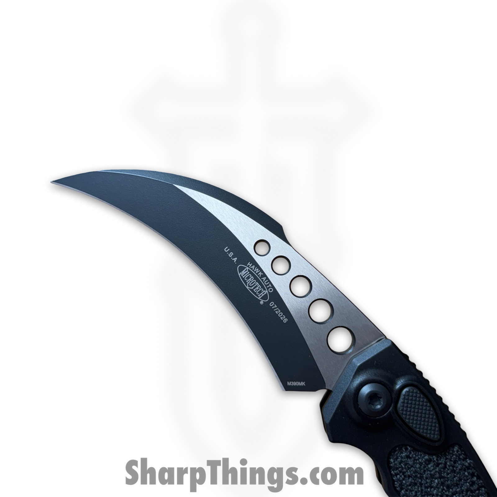 Microtech - 166-1T - Hawk Auto - Automatic Knife - M390MK Two Tone Karambit - Aluminum - Black - Image 4