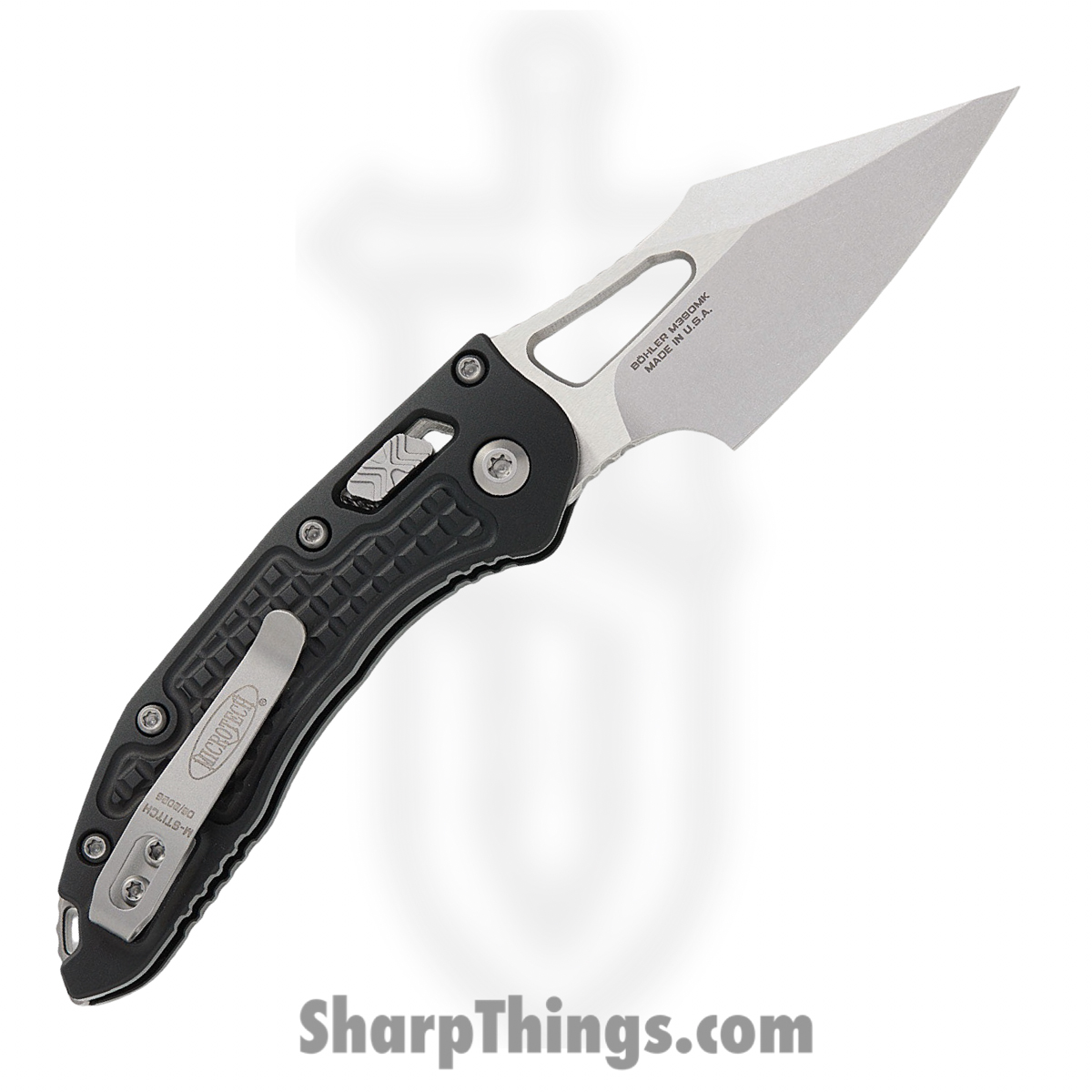 Microtech - 169MRL-10FR - M-Stitch - Folding Knife - M390MK Stonewash Spear Point - Frag Aluminum - Black - Image 2