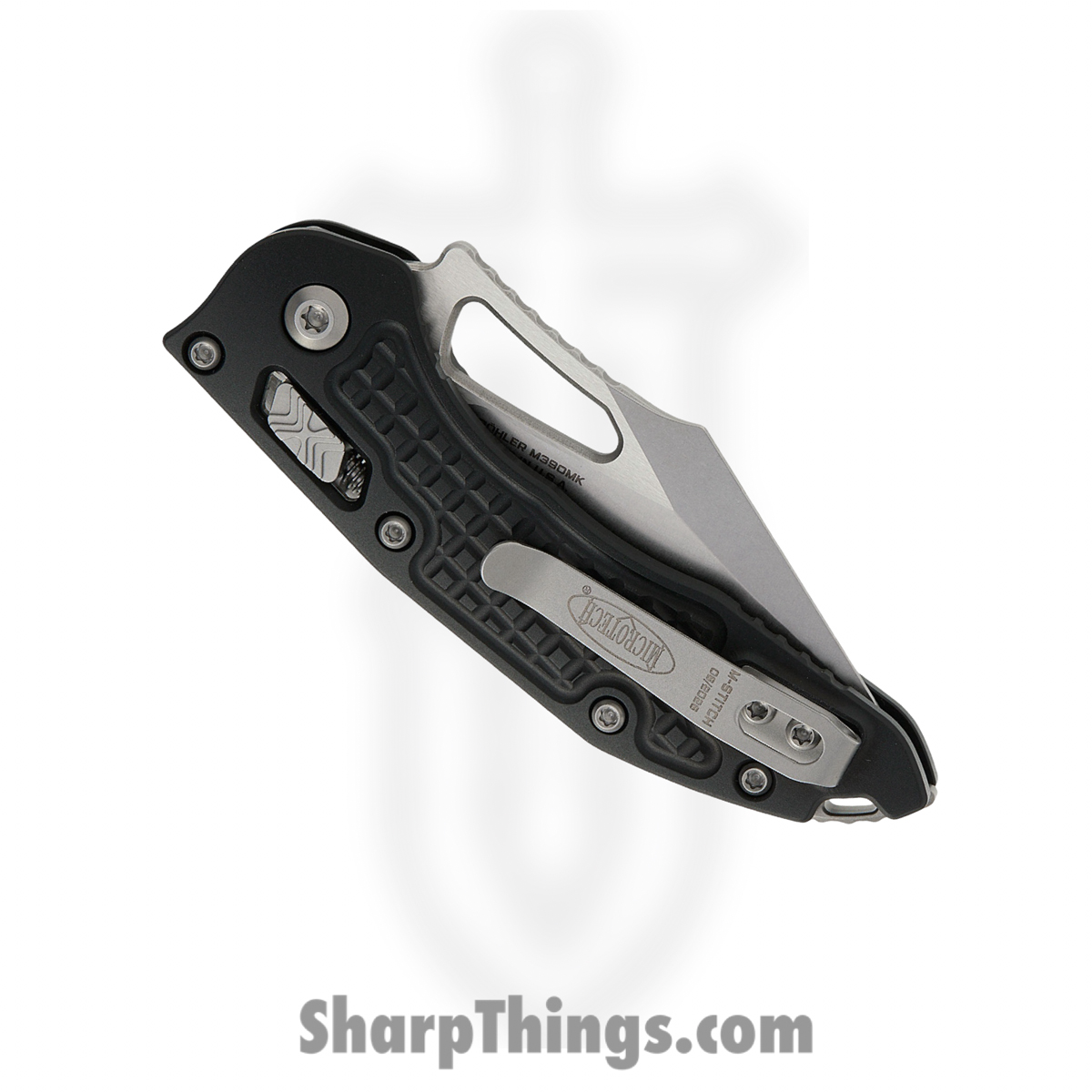 Microtech - 169MRL-10FR - M-Stitch - Folding Knife - M390MK Stonewash Spear Point - Frag Aluminum - Black - Image 4
