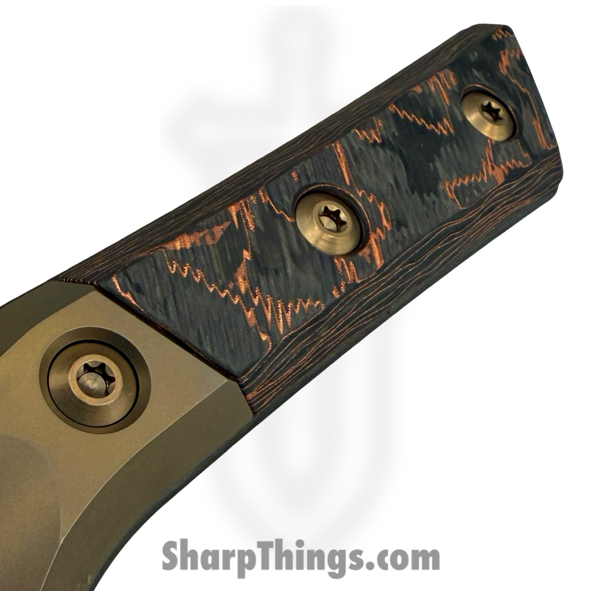 Microtech - 3200B-1DLCLWCFS - 6" Santoku Knife Bronze Titanium Bolster - Fixed Blade Knife - M390MK DLC Wharncliffe - Carbon Fiber - Livewire - Image 5