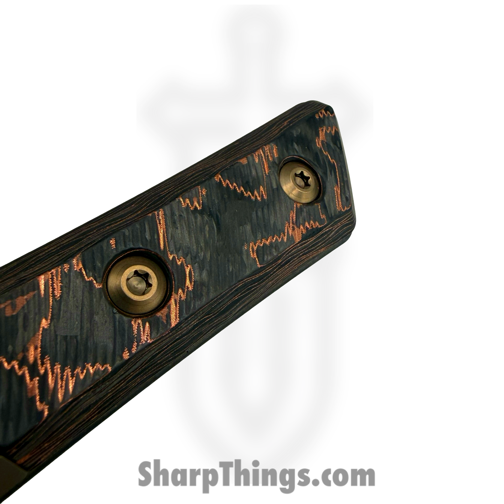 Microtech - 3200B-1DLCLWCFS - 6" Santoku Knife Bronze Titanium Bolster - Fixed Blade Knife - M390MK DLC Wharncliffe - Carbon Fiber - Livewire - Image 4