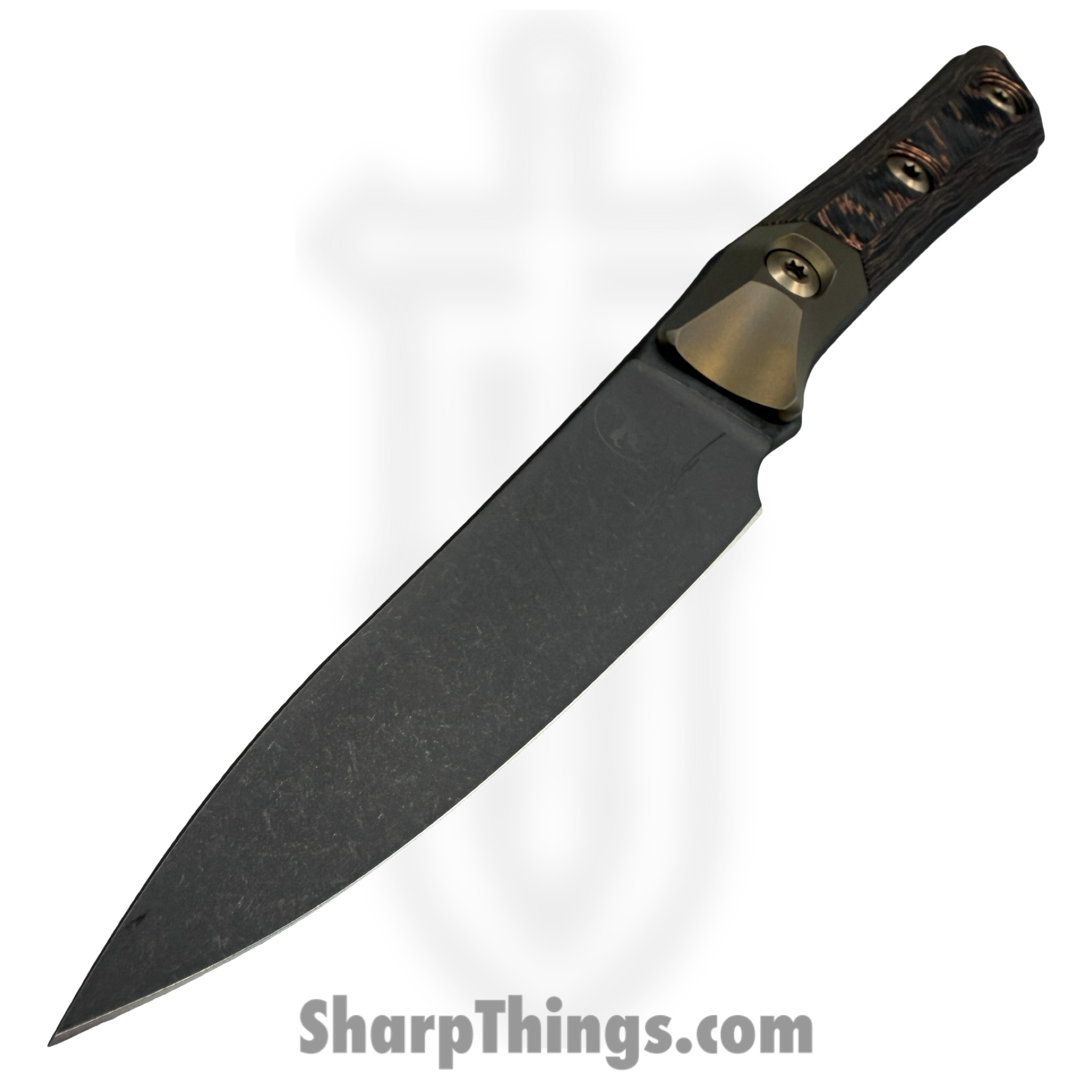 Microtech - 3500B-1DLCLWCFS - 3.5" Pairing Knife Titanium Bolster - Fixed Blade Knife - M390MK DLC Drop Point - Carbon Fiber - Livewire - Image 3