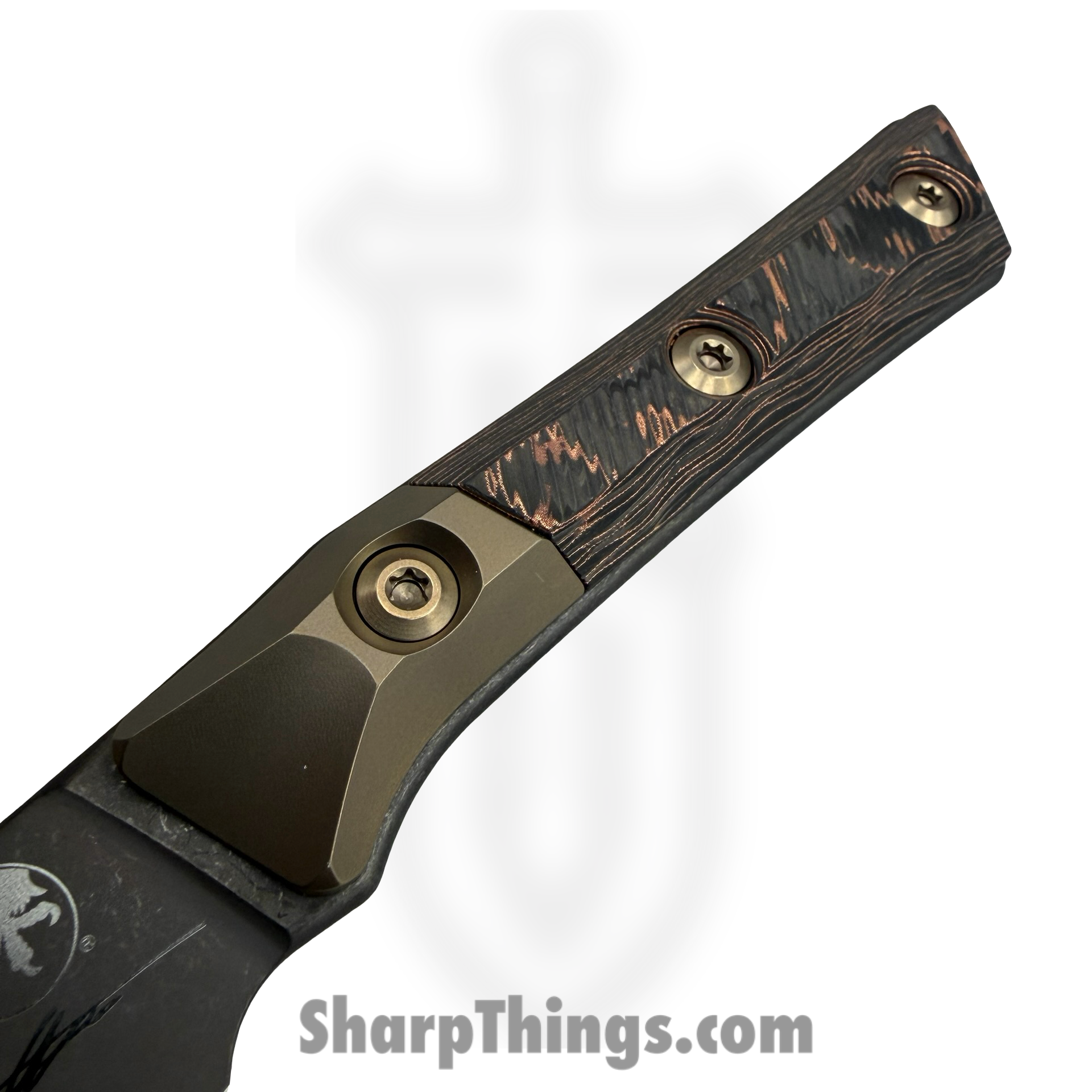 Microtech - 3500B-1DLCLWCFS - 3.5" Pairing Knife Titanium Bolster - Fixed Blade Knife - M390MK DLC Drop Point - Carbon Fiber - Livewire - Image 4
