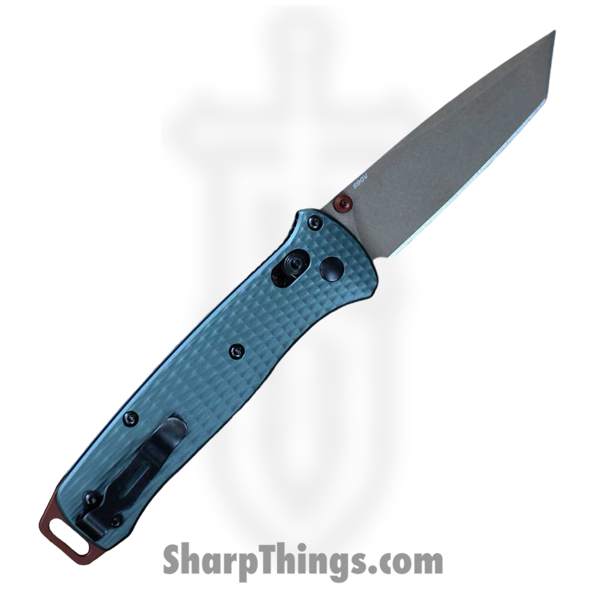 Benchmade - 537FE-2601 - Bailout Seasonal - Folding Knife - CPM S90V Flat Dark Earth Battlewash Tanto - Textured Aluminum - Taiga Green - Image 2