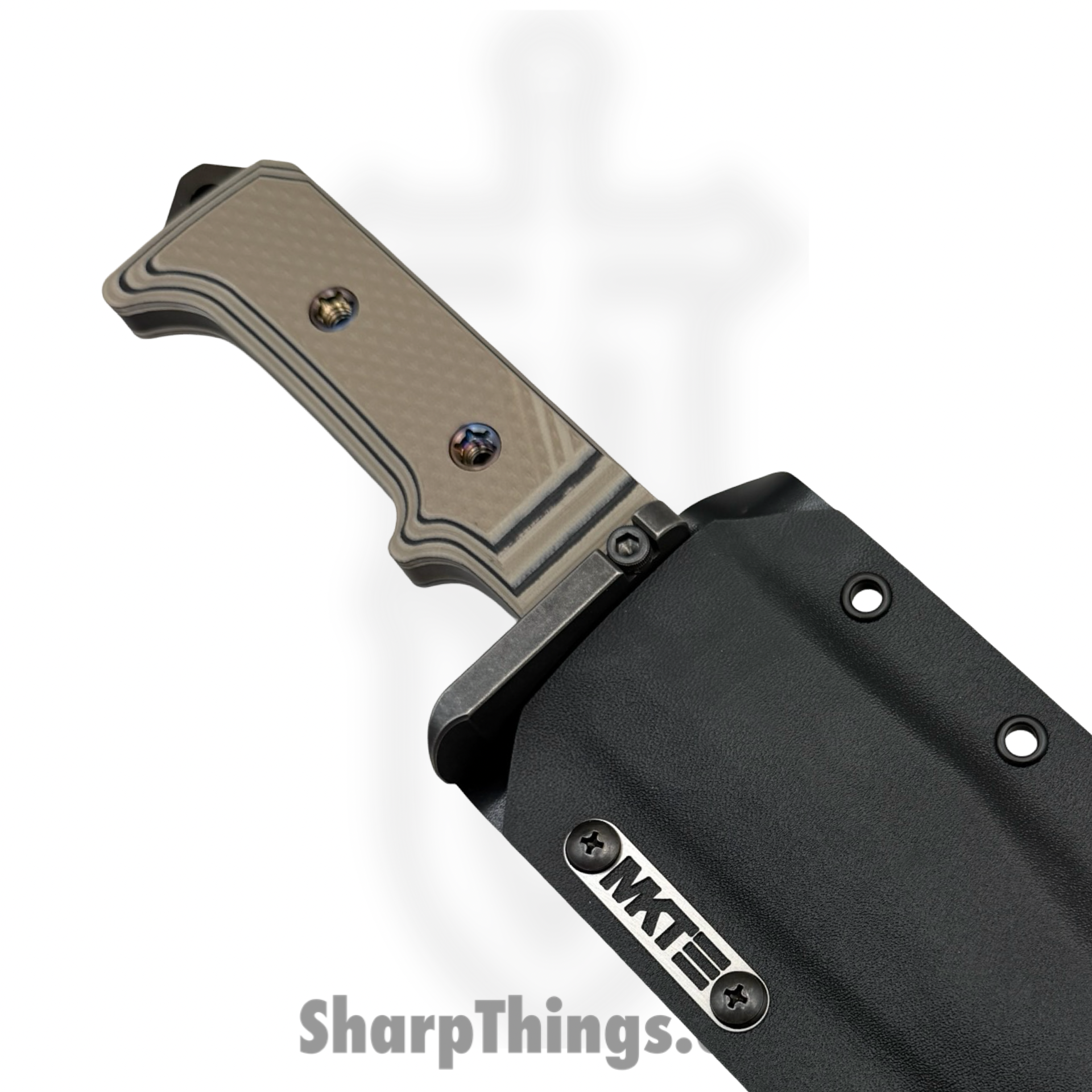 Medford Knife and Tool - MK0754PQ-12KB-SPQ3-HP - USMC Raider - Fixed Blade Knife - D2 Vulcan Clip Point - Multi Layered G10 - Black Tan - Image 5