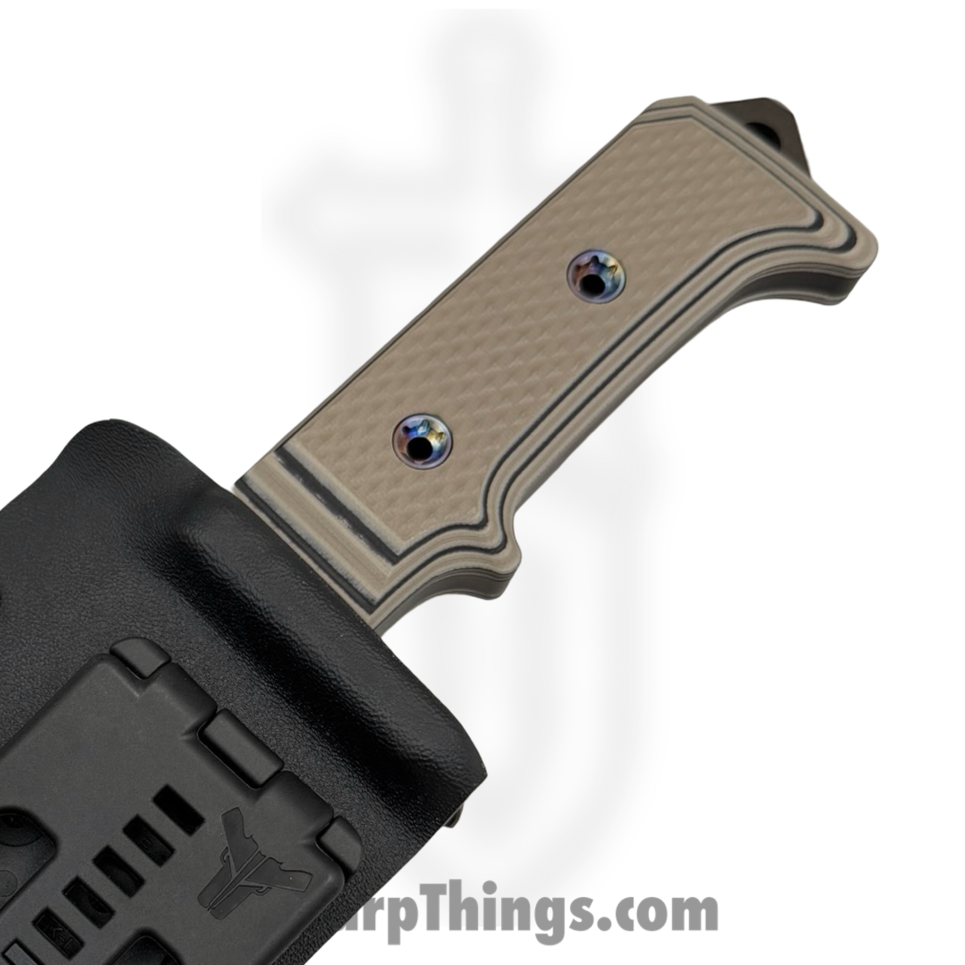 Medford Knife and Tool - MK0754PQ-12KB-SPQ3-HP - USMC Raider - Fixed Blade Knife - D2 Vulcan Clip Point - Multi Layered G10 - Black Tan - Image 4