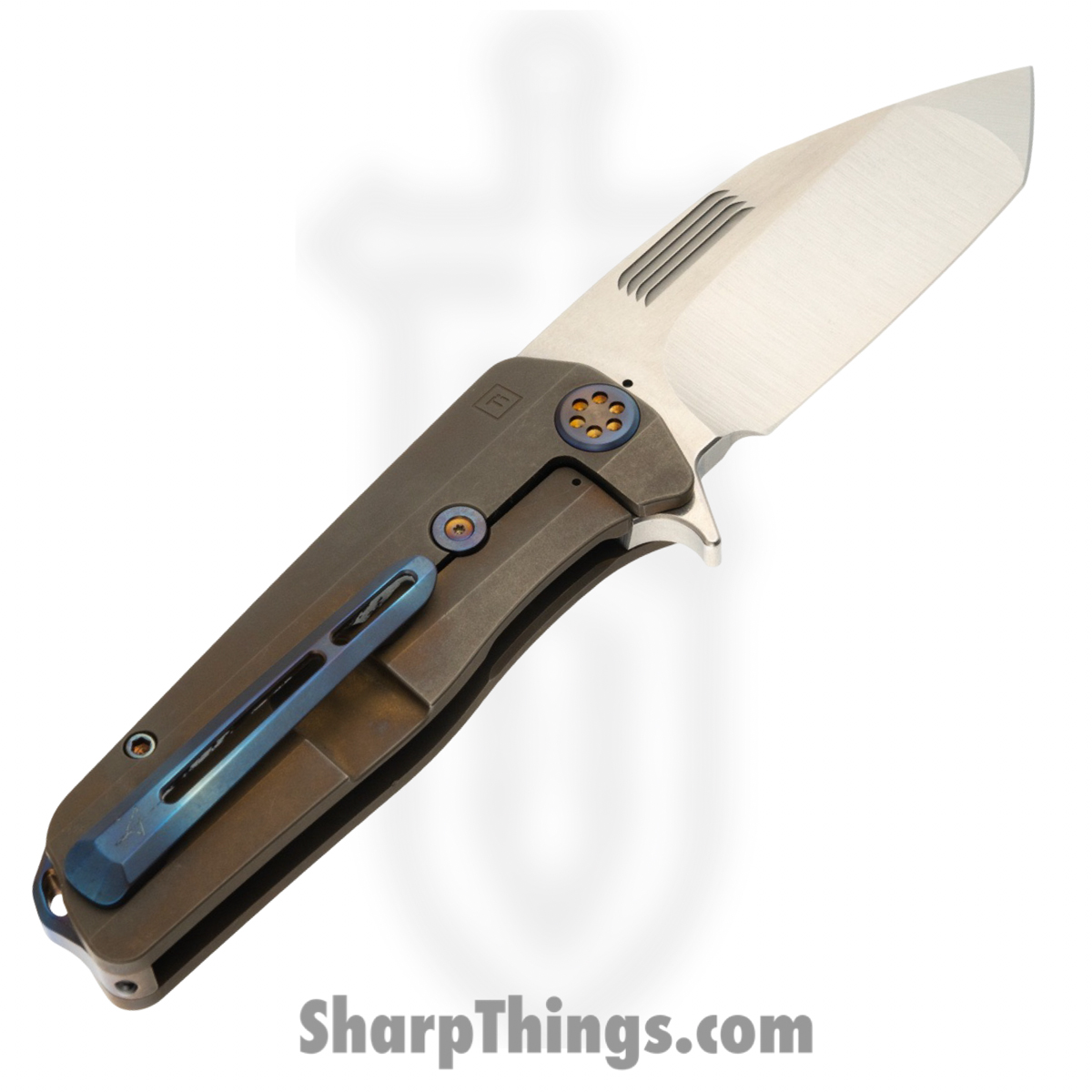 Medford Knife and Tool - MK2203TT-36A1-TFCF-BF - Primus - Folding Knife - 3V Tumbled Tanto - OS Tumbled Titanium - Bronze - Image 2